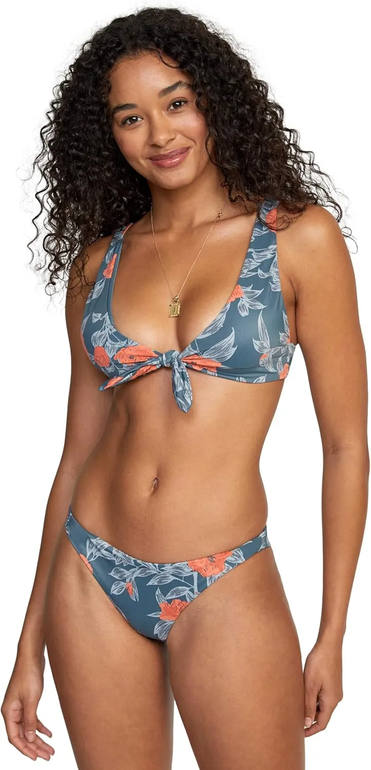 RVCA Women's Standard Tie Front Swimsuit Bikini Top