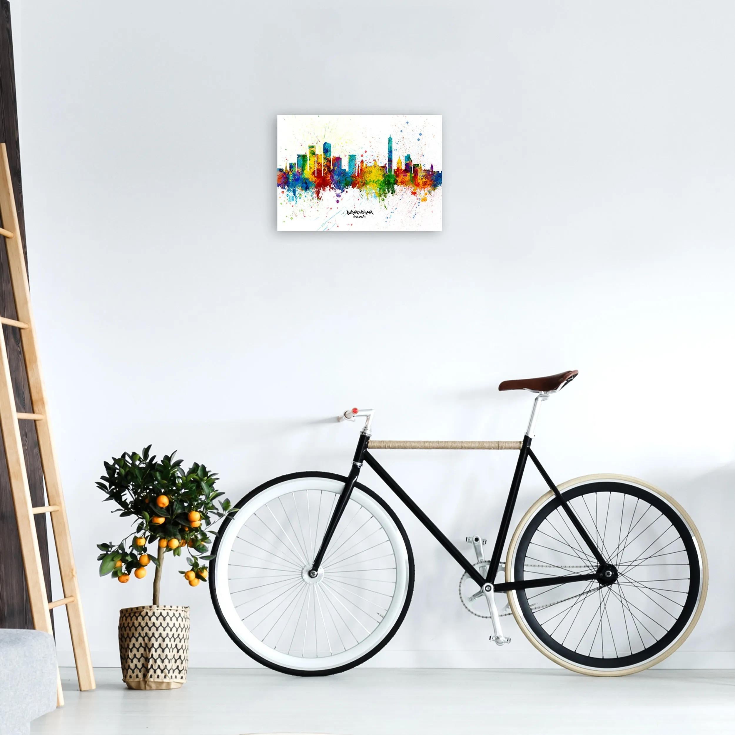 Rynx | Birmingham England Skyline Splash Art Print by Michael Tompsett
