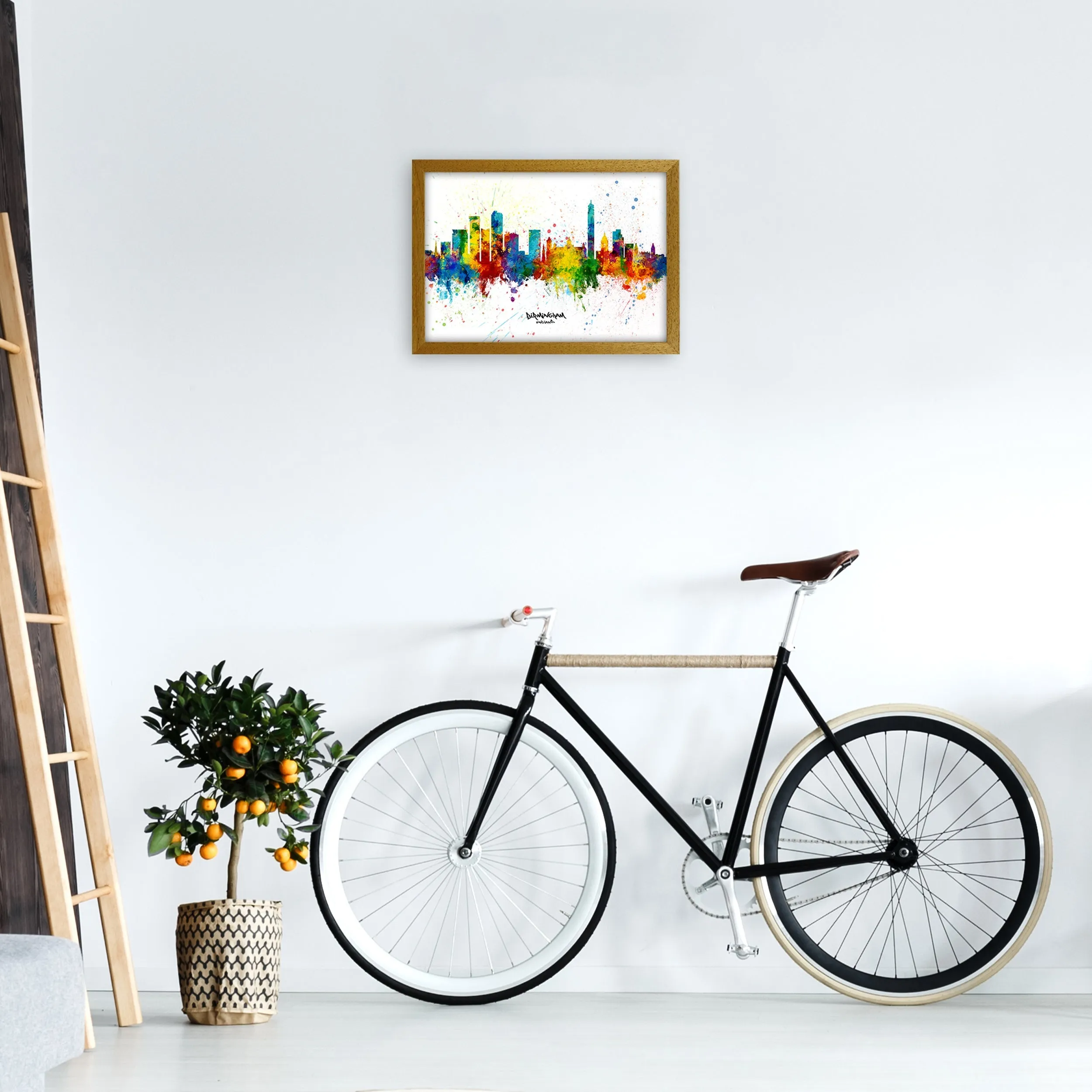 Rynx | Birmingham England Skyline Splash Art Print by Michael Tompsett