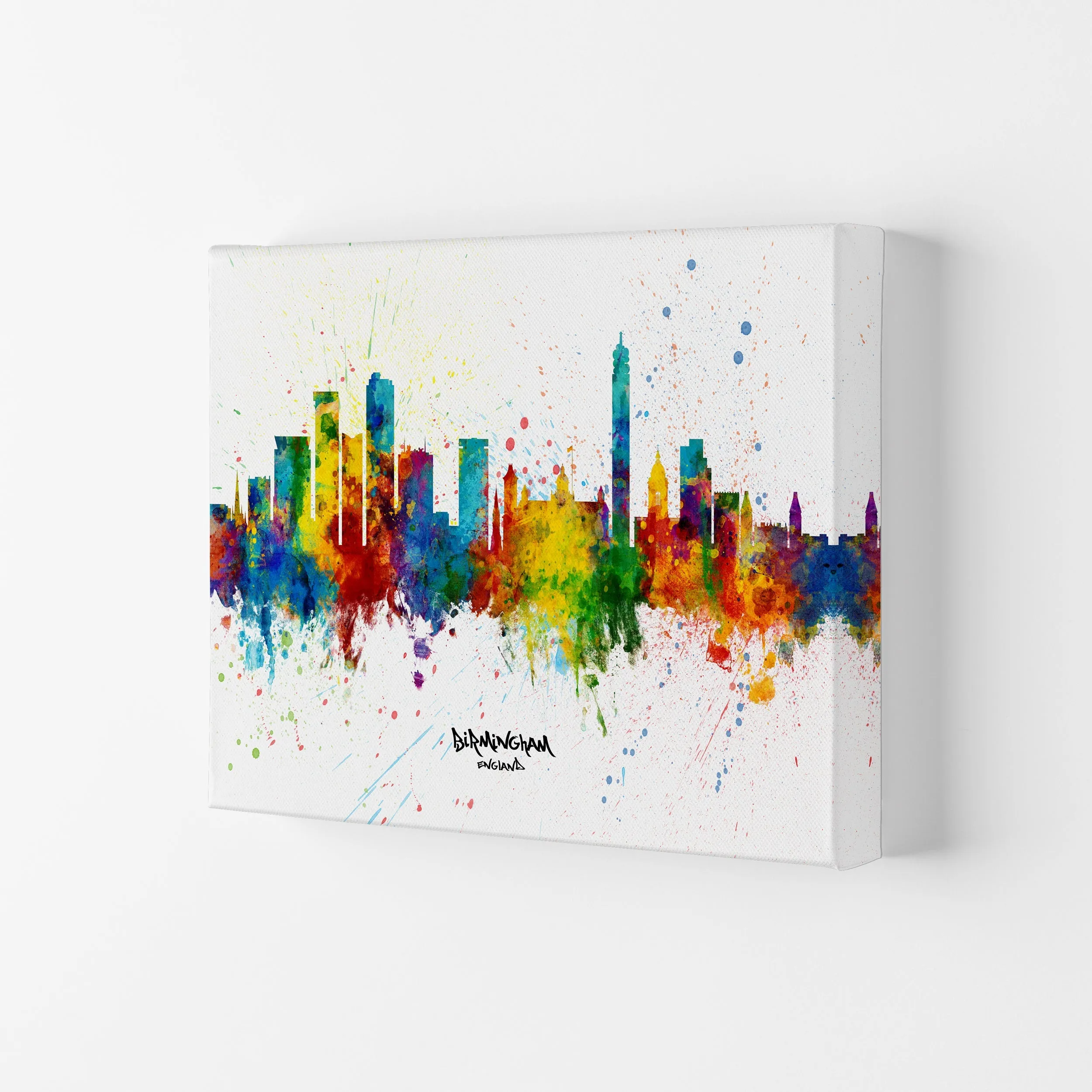 Rynx | Birmingham England Skyline Splash Art Print by Michael Tompsett