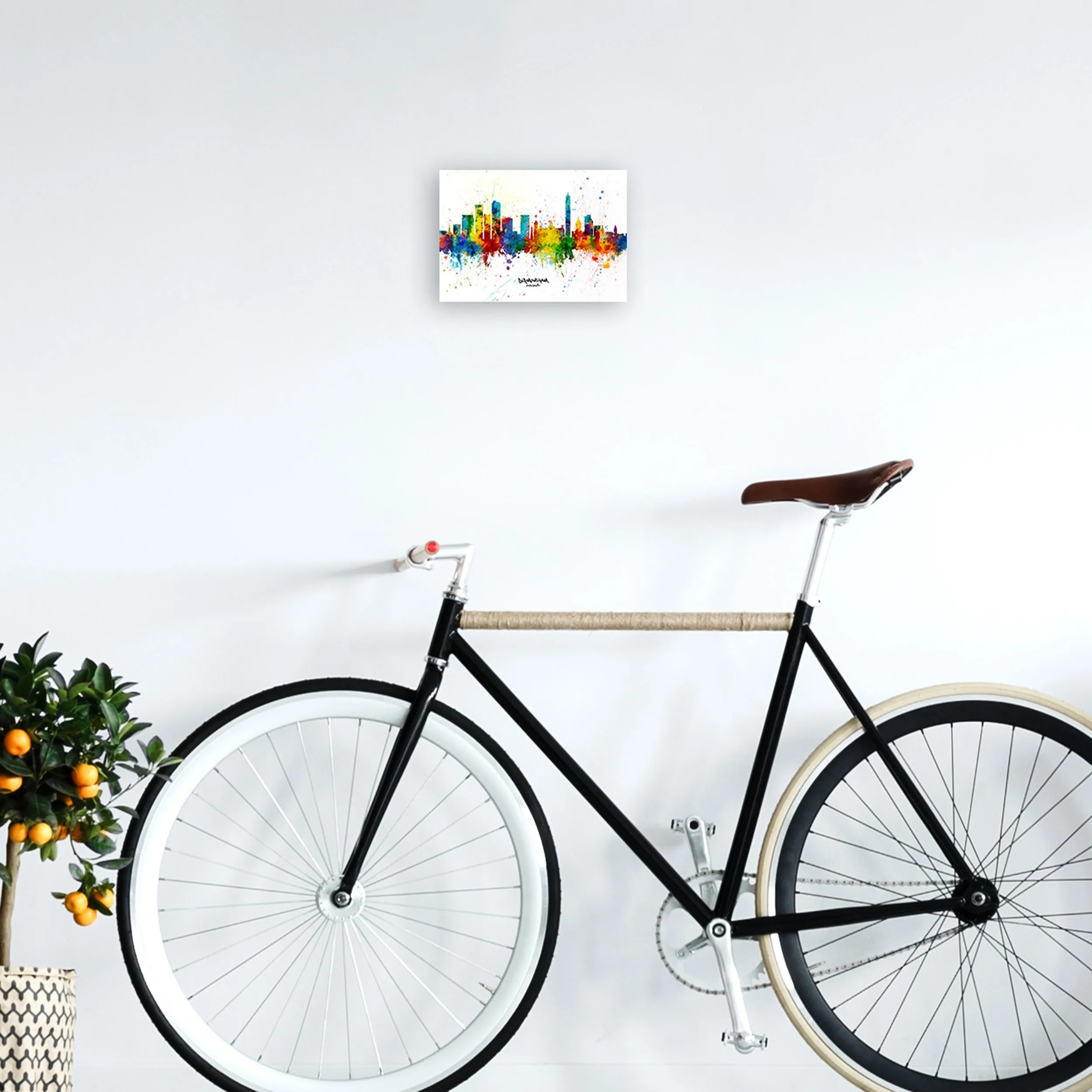 Rynx | Birmingham England Skyline Splash Art Print by Michael Tompsett