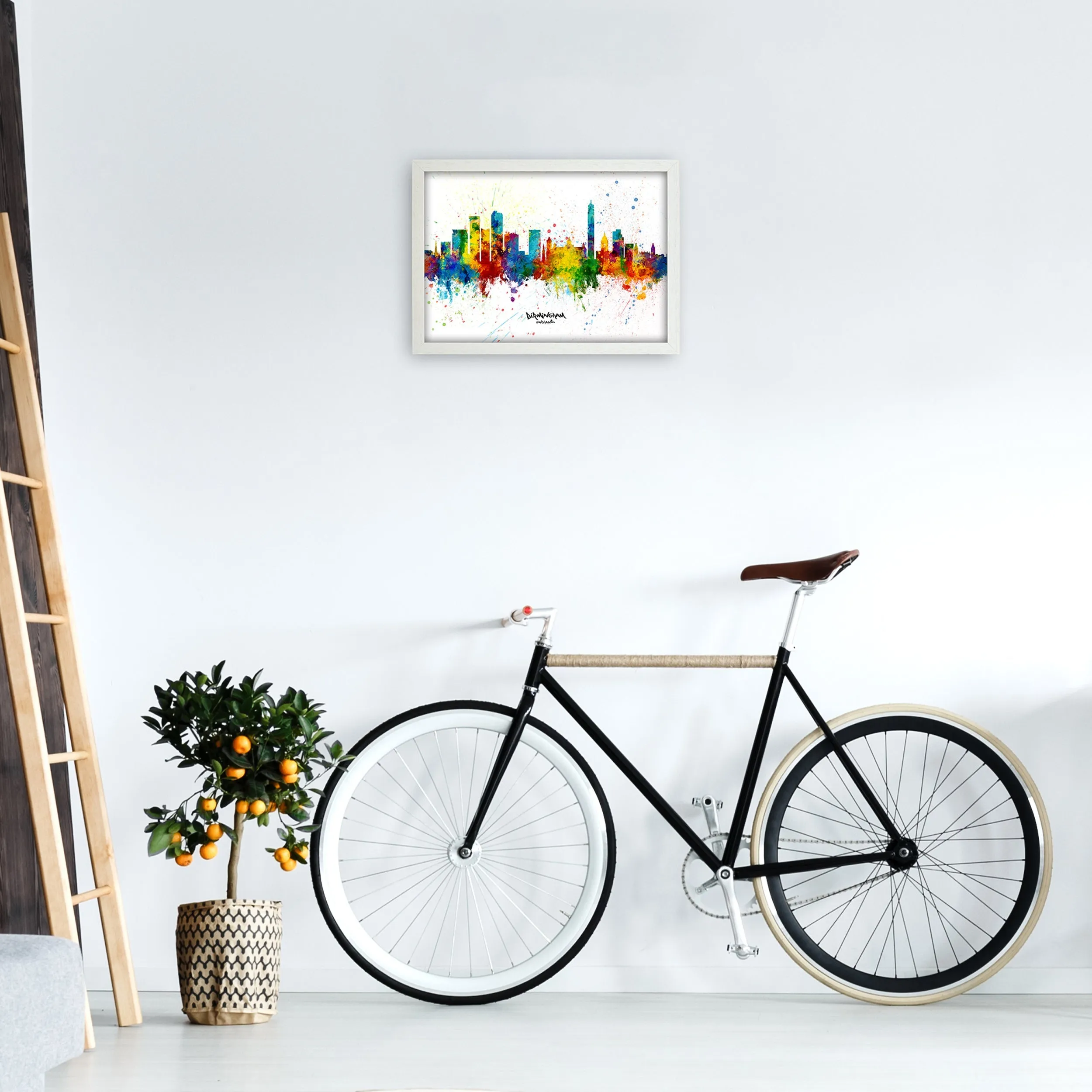 Rynx | Birmingham England Skyline Splash Art Print by Michael Tompsett