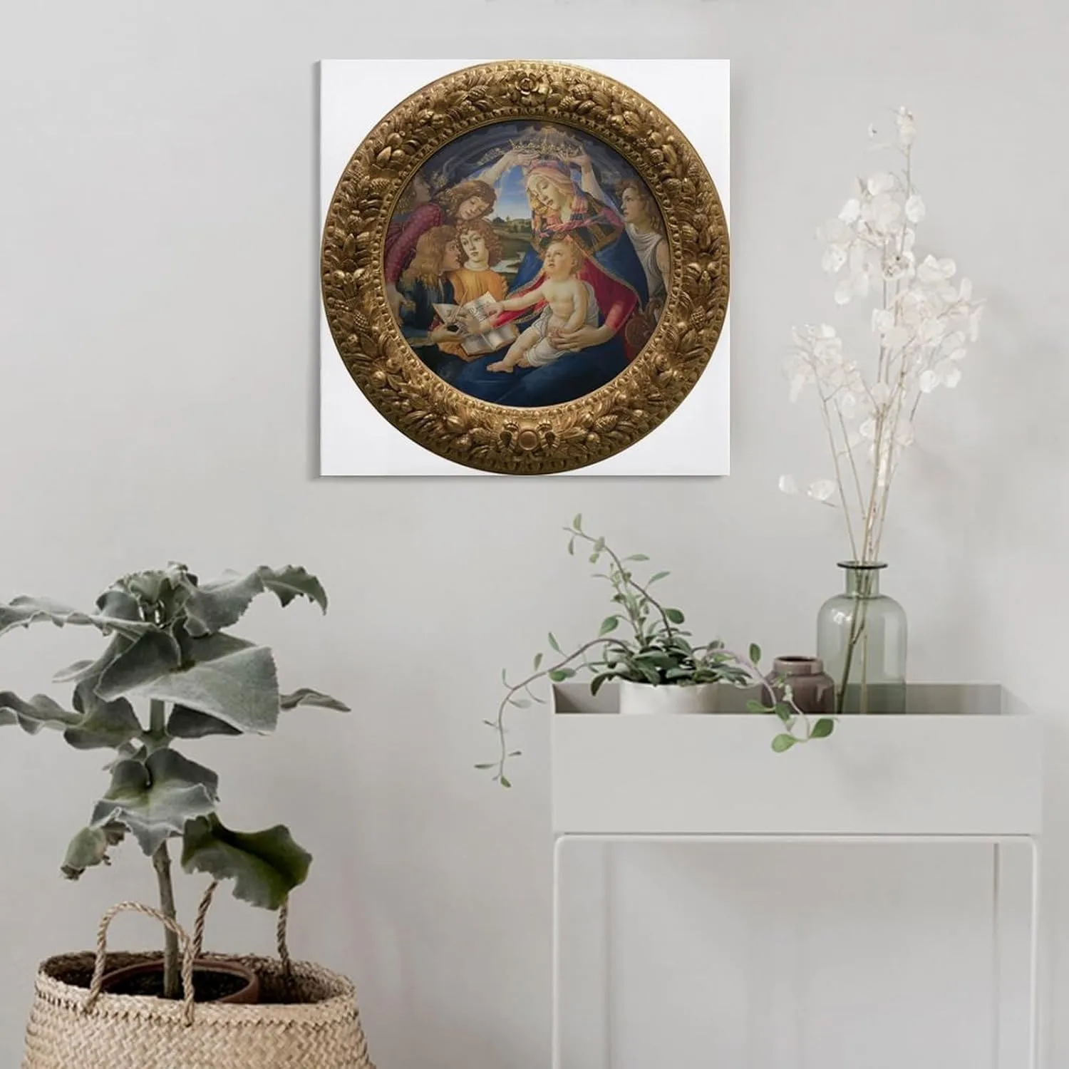 Sandro Botticelli Poster -Madonna of The Magnificat Canvas Wall Art Poster Decorative Bedroom Modern Home Print Picture Artworks Posters 20x20inch(50x50cm)