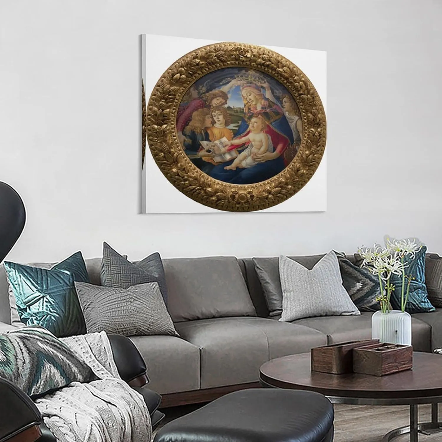 Sandro Botticelli Poster -Madonna of The Magnificat Canvas Wall Art Poster Decorative Bedroom Modern Home Print Picture Artworks Posters 20x20inch(50x50cm)