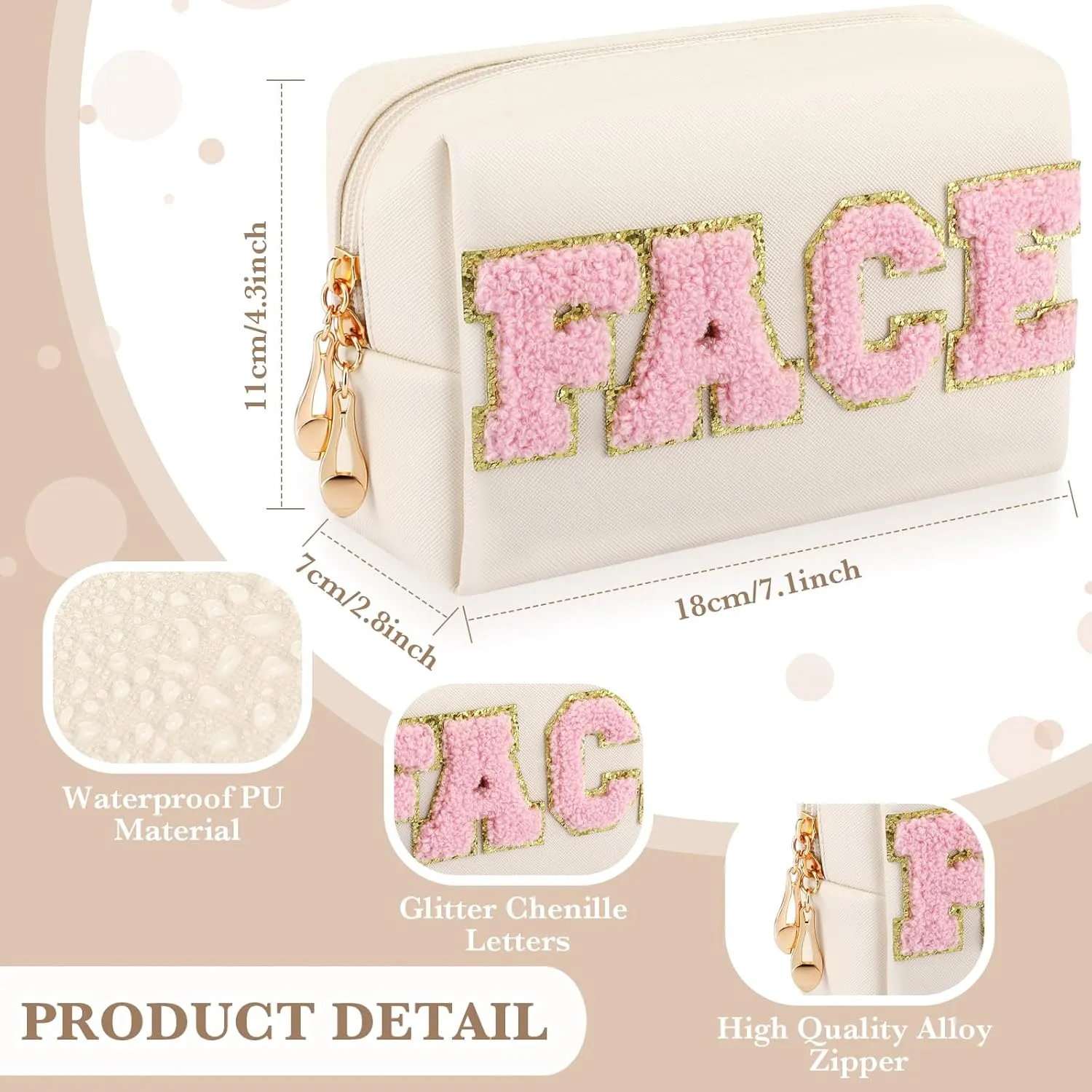 Sanwuta 4 Pcs Hair Face Skin Travel Bag Set Preppy Makeup Pouch PU Leather Skincare Bag Waterproof Cosmetic Organizer Birthday Christmas Gifts(Beige, Pink, Gray, Blue Gray,Fresh Style)