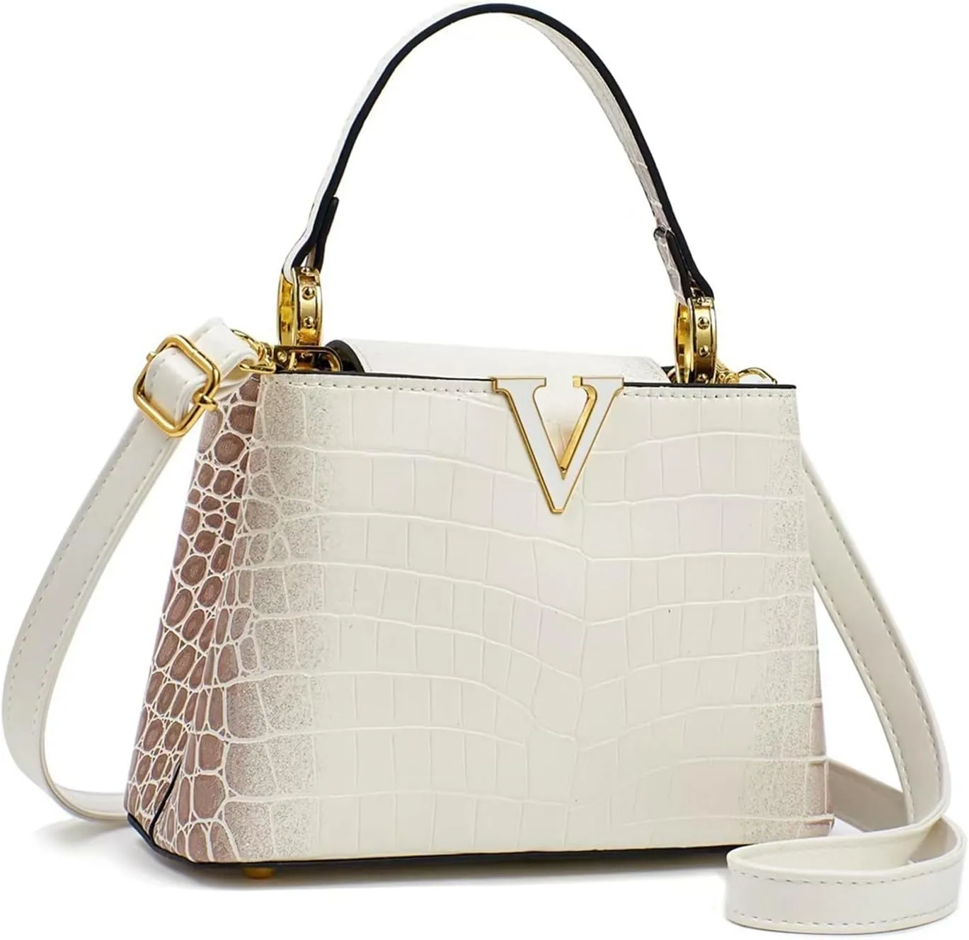 Satchel Bag for Women, Embossed Genuine Top Handle Purse Small Crossbody Handbag Women's Shoulder Tote Bag