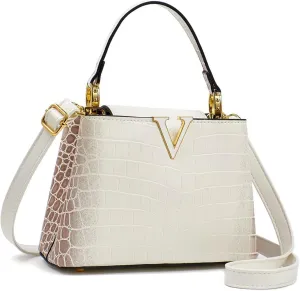 Satchel Bag for Women, Embossed Genuine Top Handle Purse Small Crossbody Handbag Women's Shoulder Tote Bag