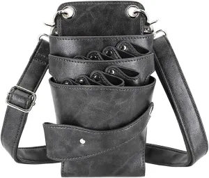 Scissors Bag- Soft Leather Salon Barber Hairdressing Scissor Shears Holster Hair Stylist Tools Bag with Waist Shoulder Belt