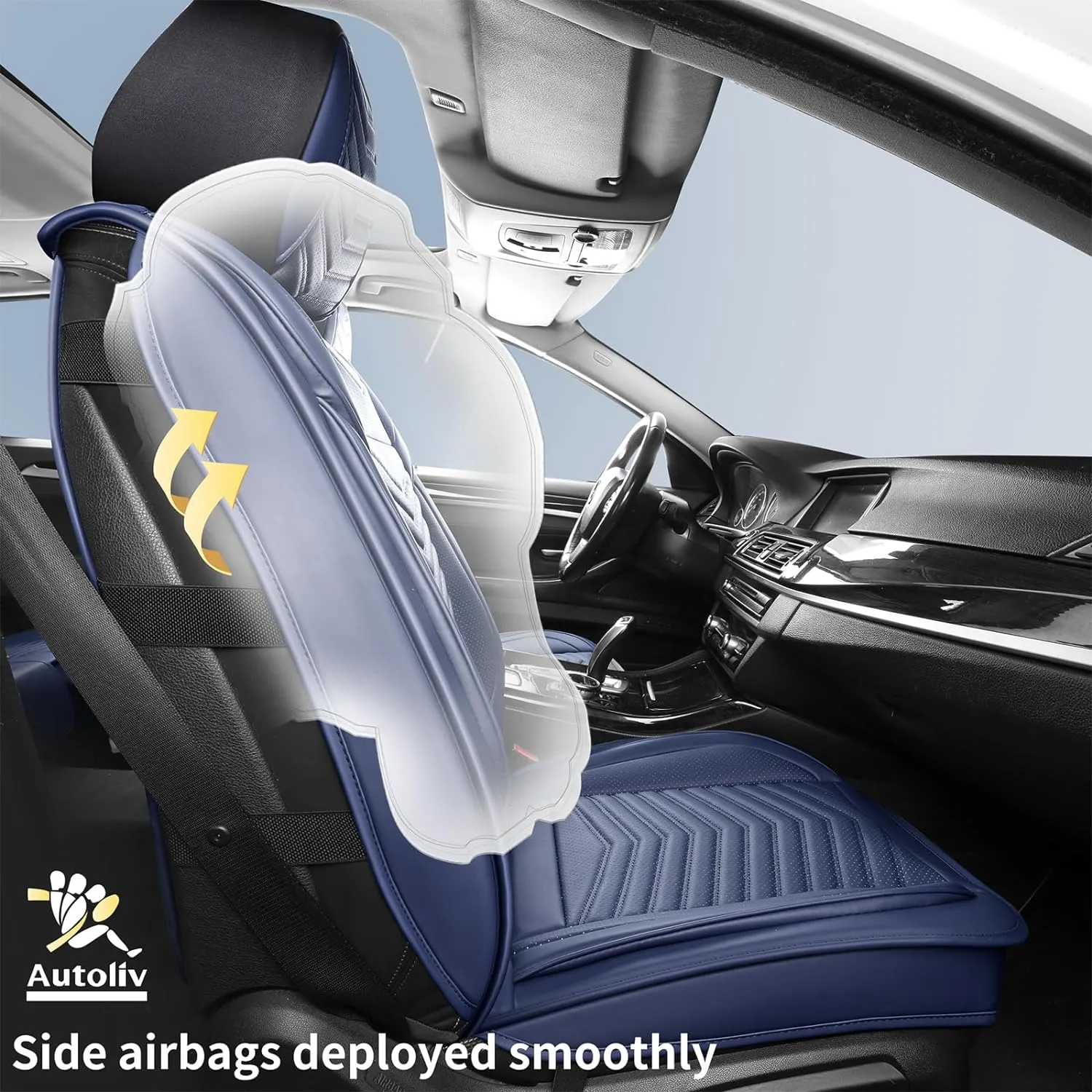 Seat Covers,Breathable Car Seat Covers Front Seats,Waterproof Car Seat Covers,Universal Anti-Slip Car Seat Protector for Most Cars SUV Truck Sedan(Style1,2 PCS Front Seat,Blue)