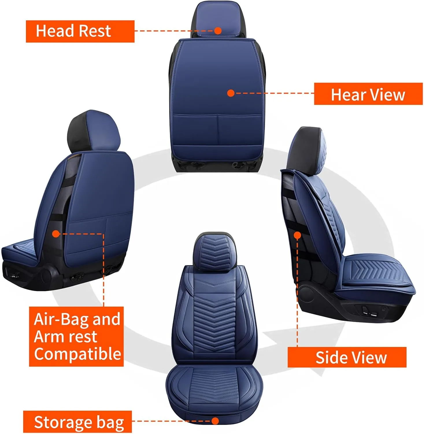 Seat Covers,Breathable Car Seat Covers Front Seats,Waterproof Car Seat Covers,Universal Anti-Slip Car Seat Protector for Most Cars SUV Truck Sedan(Style1,2 PCS Front Seat,Blue)