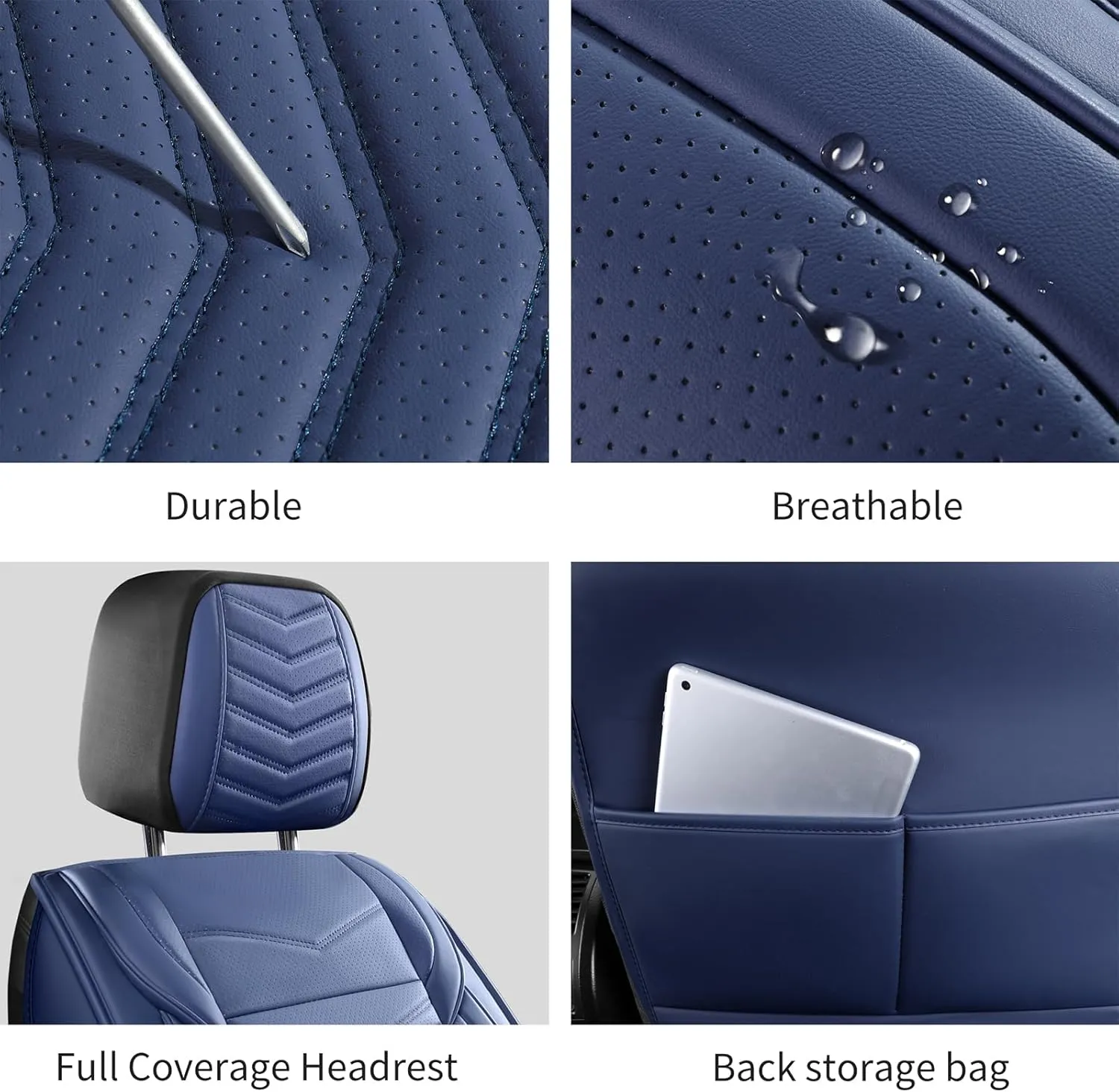 Seat Covers,Breathable Car Seat Covers Front Seats,Waterproof Car Seat Covers,Universal Anti-Slip Car Seat Protector for Most Cars SUV Truck Sedan(Style1,2 PCS Front Seat,Blue)