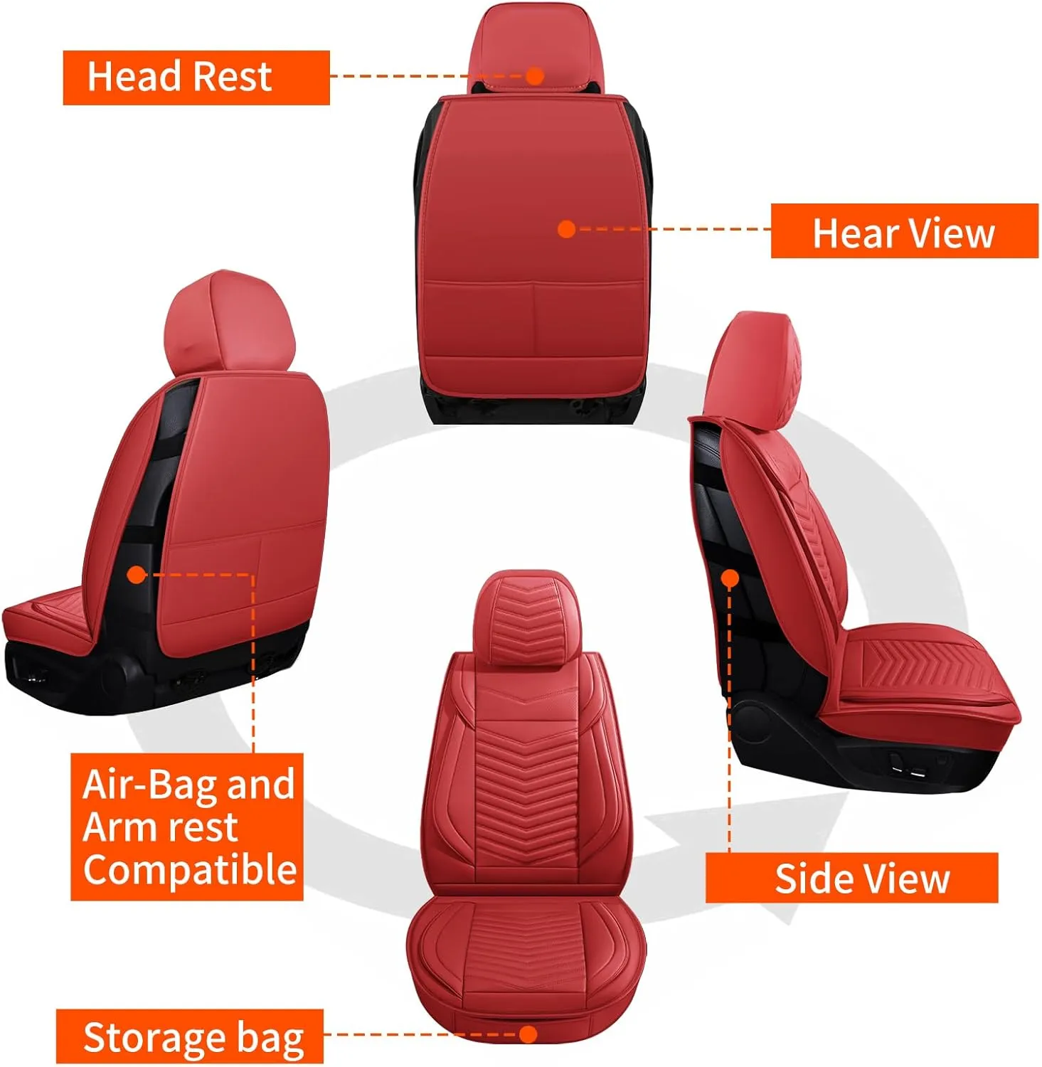 Seat Covers,Breathable Car Seat Covers Front Seats,Waterproof Car Seat Covers,Universal Anti-Slip Driver Seat Cover for Cars SUV Pick-up Truck(Style1,2 PCS Front Seat,Red)