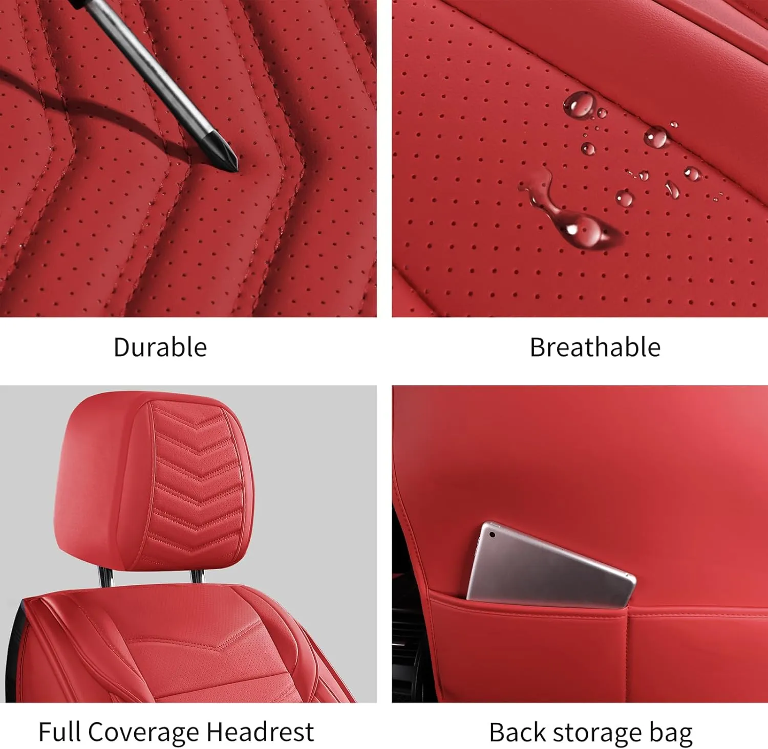 Seat Covers,Breathable Car Seat Covers Front Seats,Waterproof Car Seat Covers,Universal Anti-Slip Driver Seat Cover for Cars SUV Pick-up Truck(Style1,2 PCS Front Seat,Red)