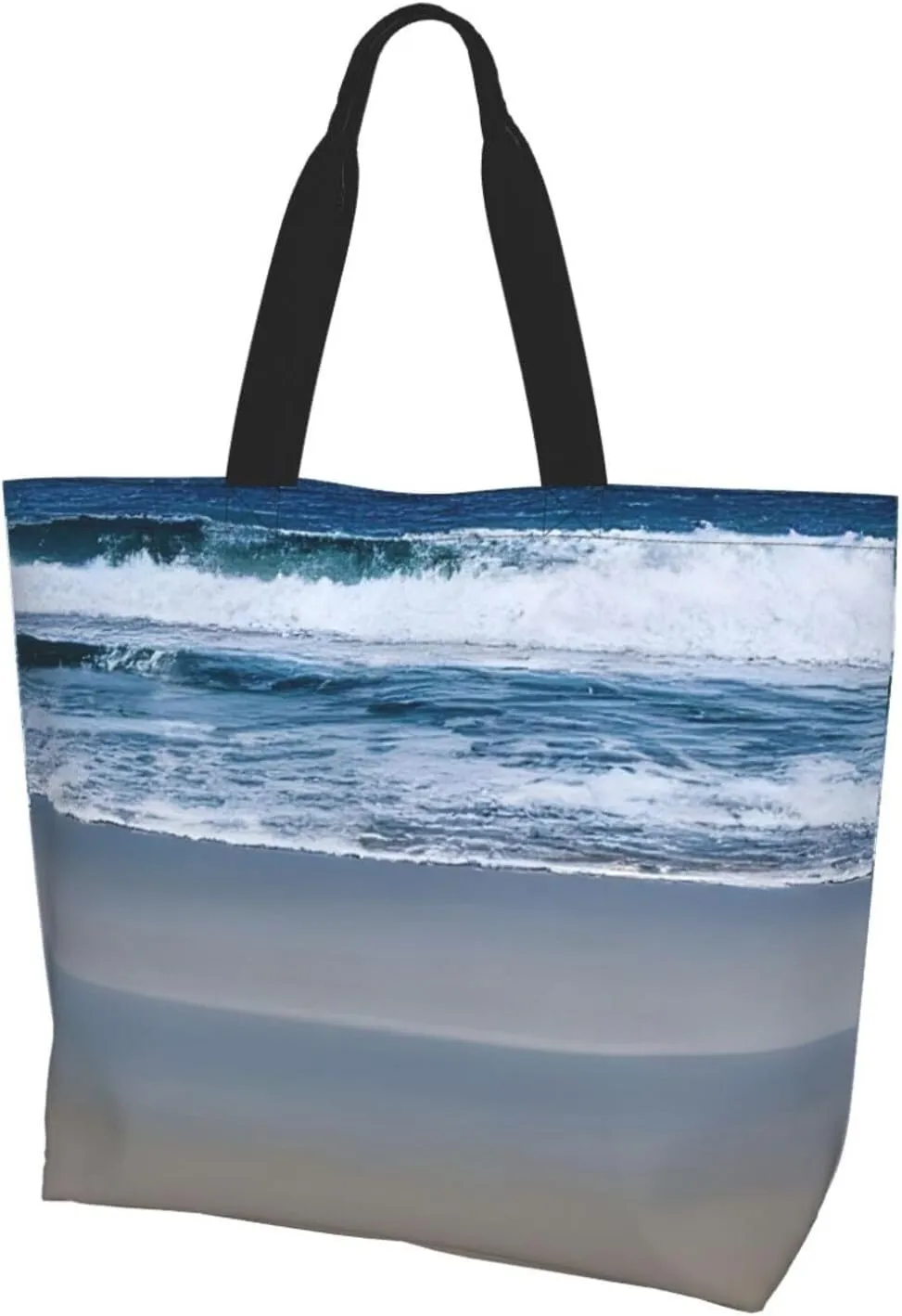 Serene Coastal print Shoulder Handbag, Women Tote Purse, Large Capacity Shopping Bag, Top Handle Bag