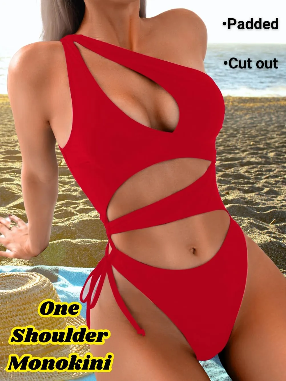 Sexy One Piece Swimsuit for Women,Cut Out Keyhole High Cut Cheeky Monokini,Pool Party Beach Wear Vacation