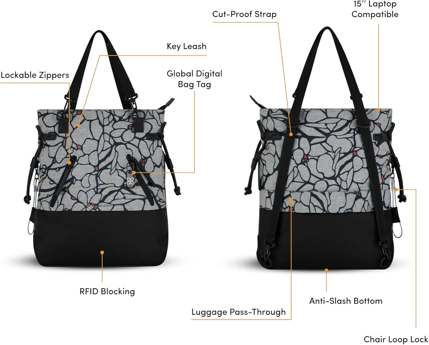 Sherpani Tempest, Anti-Theft Travel Backpack, Teacher Tote Bag, Backpack for Women, Fits 15 Inch Laptop (No Sleeve)