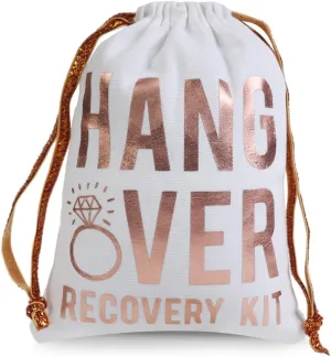 SHERWAY Rose Gold Foiled Wedding Party Favor Bags Hangover Kit Bags for Bachelorettes Party Drawstring Bridesmaid Gifts Bags (10pcs, White, 5 x 7 Inch)