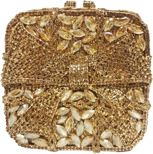 Shining Ladies Bow Knot Evening Clutch Crystal Handbag Rhinestone Shoulder Bag Diamond Purse for Wedding Prom Party