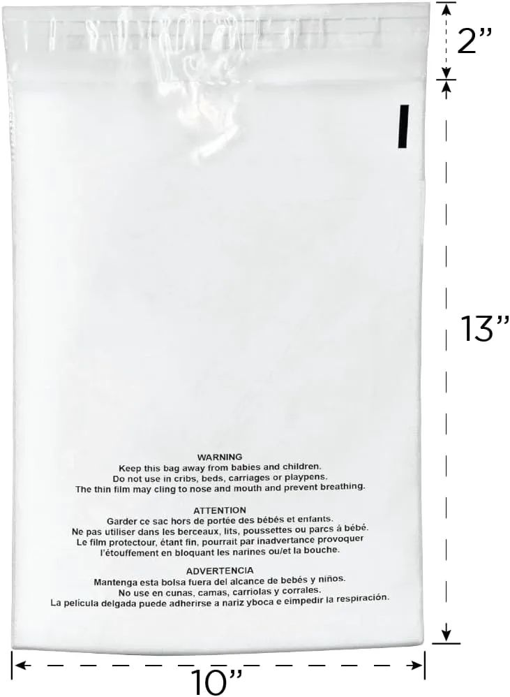 Shop4Mailers 10x13 Clear Poly Bag with Suffocation Warning – Self-Seal Adhesive, 1.5 Mil Clear Bag for FBA, Packaging Bags, Clothes Storage, & Shipping Bags – Permanent Seal Poly Mailers (Pack of 200)