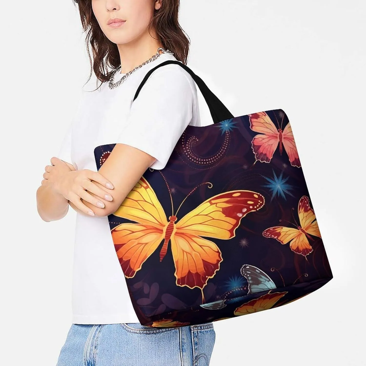 Shopping Bag for Women, Astronaut Tote Bag, Large Capacity Shoulder Bags for Groceries Travel