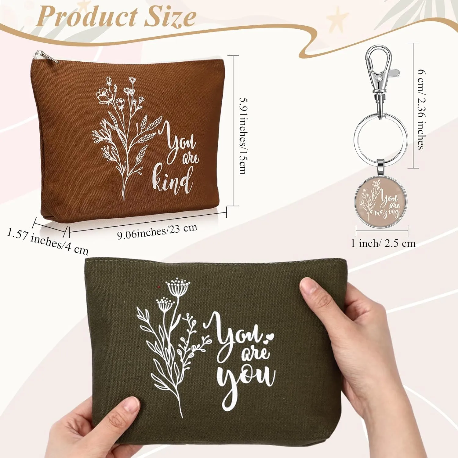 Sieral 20 Pcs Inspirational Gifts for Women Cosmetic Makeup Bags and Keychains Bulk with Inspirational Quotes Appreciation Gifts for Women Mom Nurse Teacher Graduation Employee(Aesthetics)