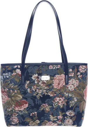 Signare Tapestry Shoulder Bag for Woman Travel or Work Tote Bags for Women In Peony Flower Design |COLL-PEO