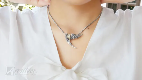 Silver Angel Wing Pendant - KS 507