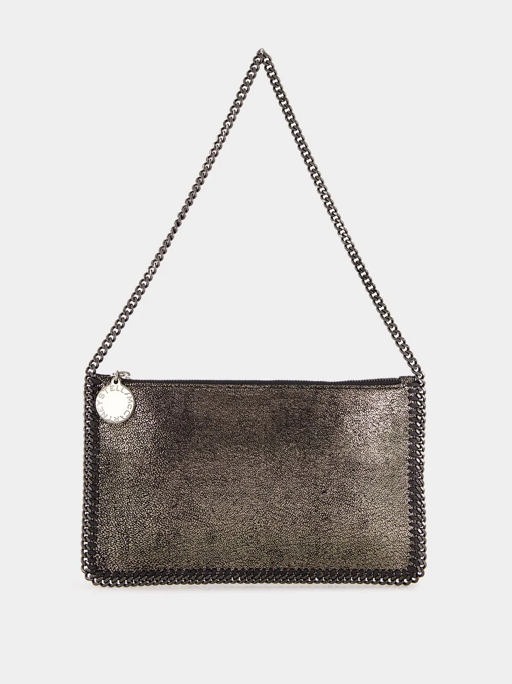 Silver Eco Shiny Chamois Pochette with Chain