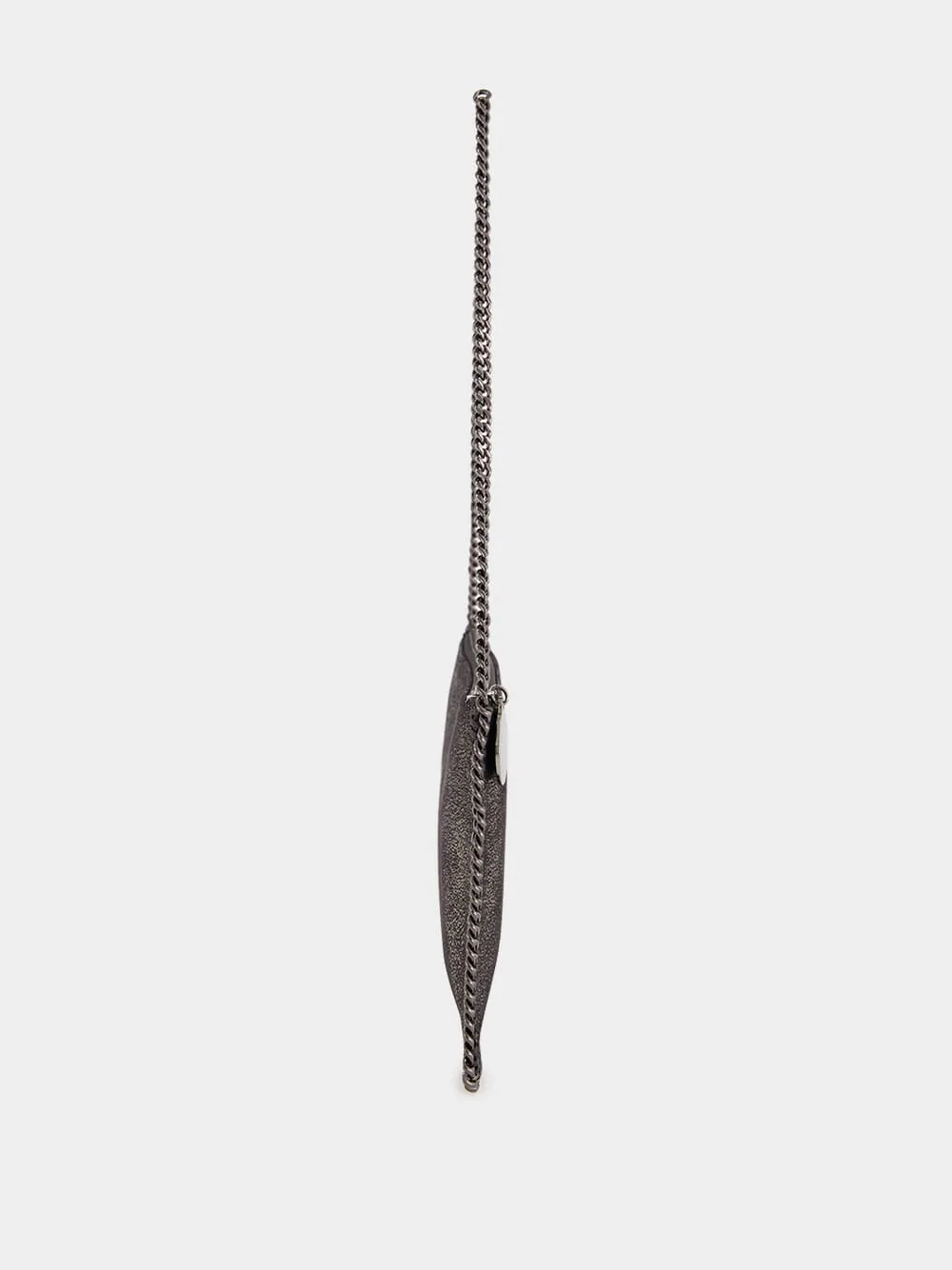 Silver Eco Shiny Chamois Pochette with Chain