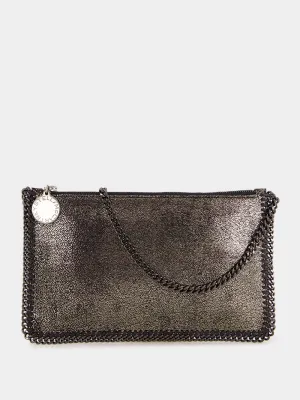 Silver Eco Shiny Chamois Pochette with Chain