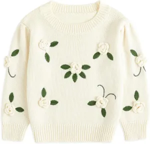 Simplee kids Baby Pullover Sweater Valentines Outfit Love Embroidery Knit Sweaters Coat for Autumn Fall and Winter