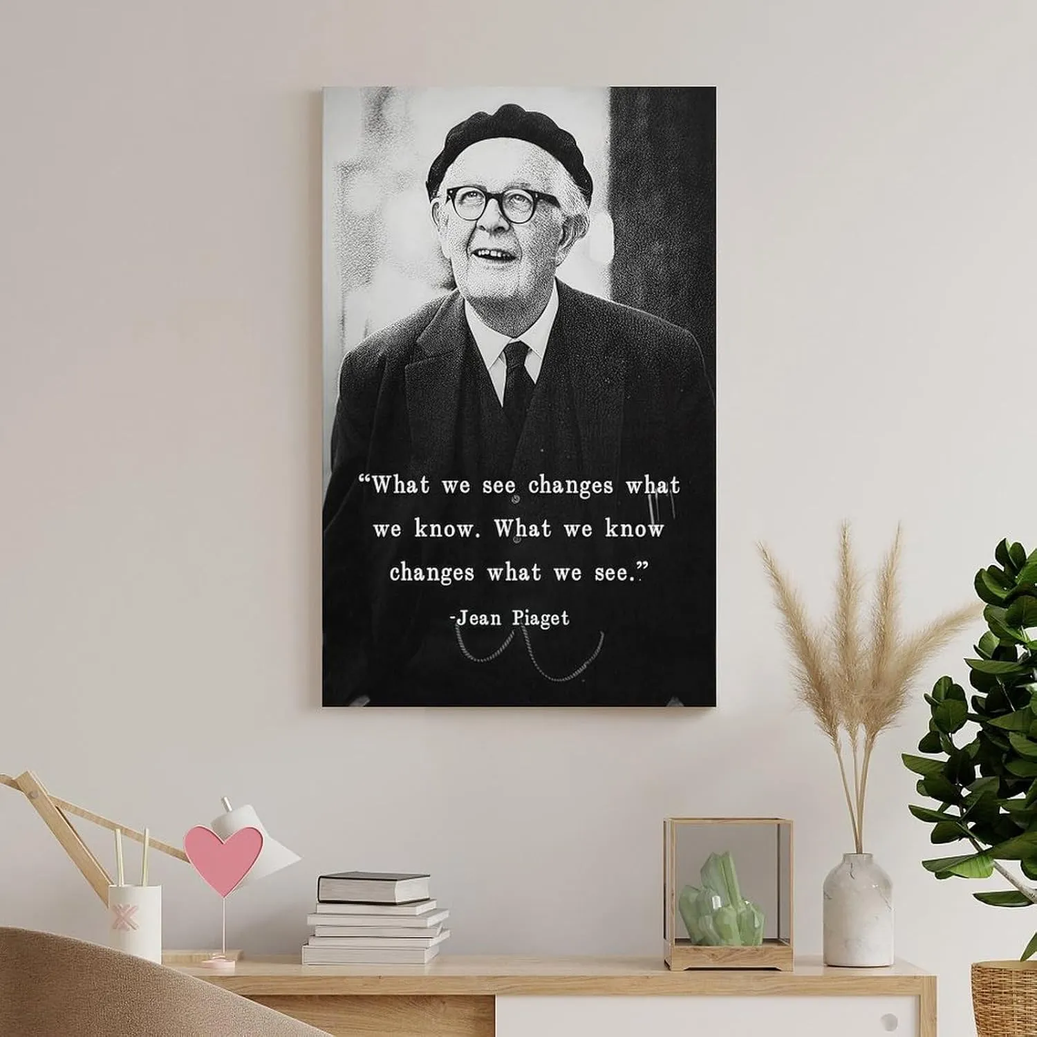 SINUJE Jean Piaget Quote Poster Canvas Wall Art For Room Aesthetic And Decor Poster For Bedroom Living Room Bathroom Kitchen Office Decor 24x36inch(60x90cm) Frame-style