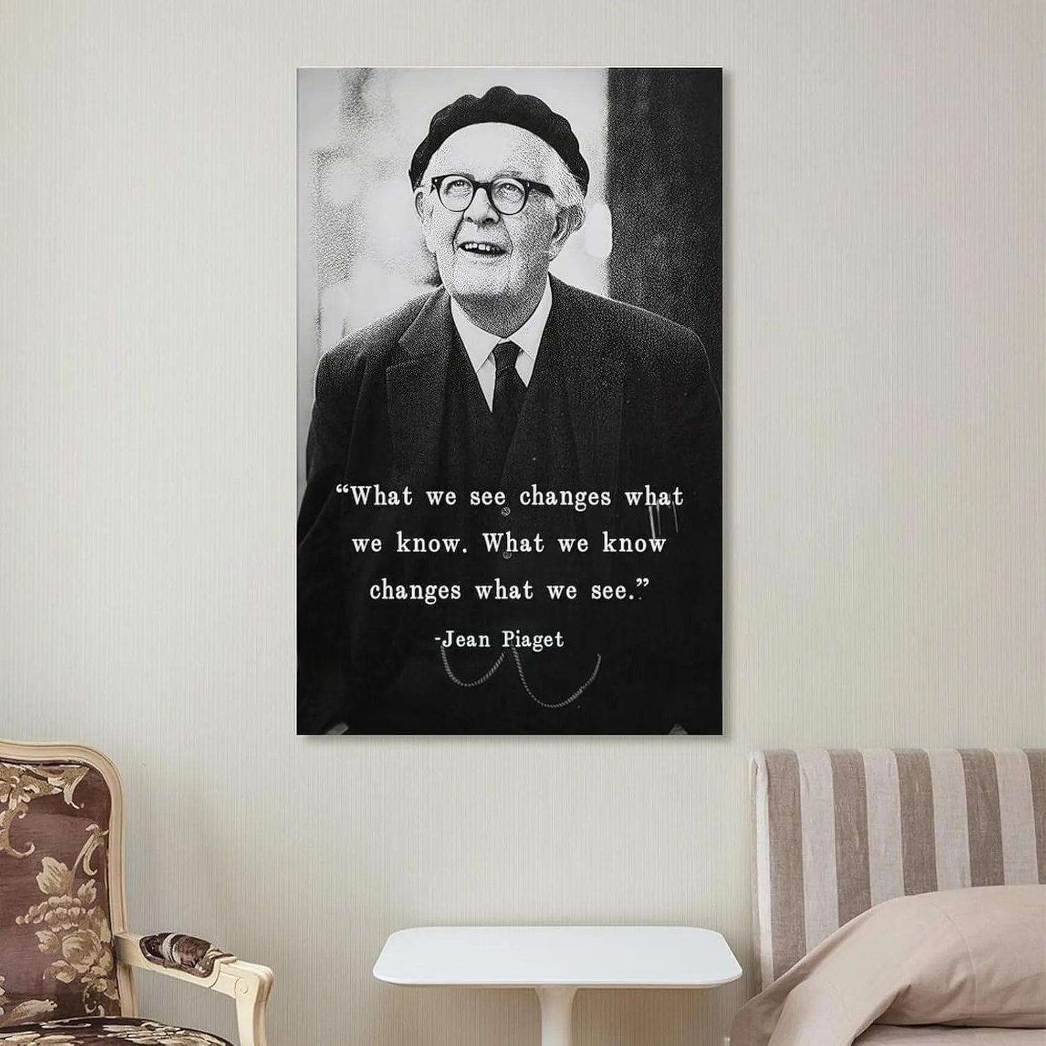 SINUJE Jean Piaget Quote Poster Canvas Wall Art For Room Aesthetic And Decor Poster For Bedroom Living Room Bathroom Kitchen Office Decor 24x36inch(60x90cm) Frame-style