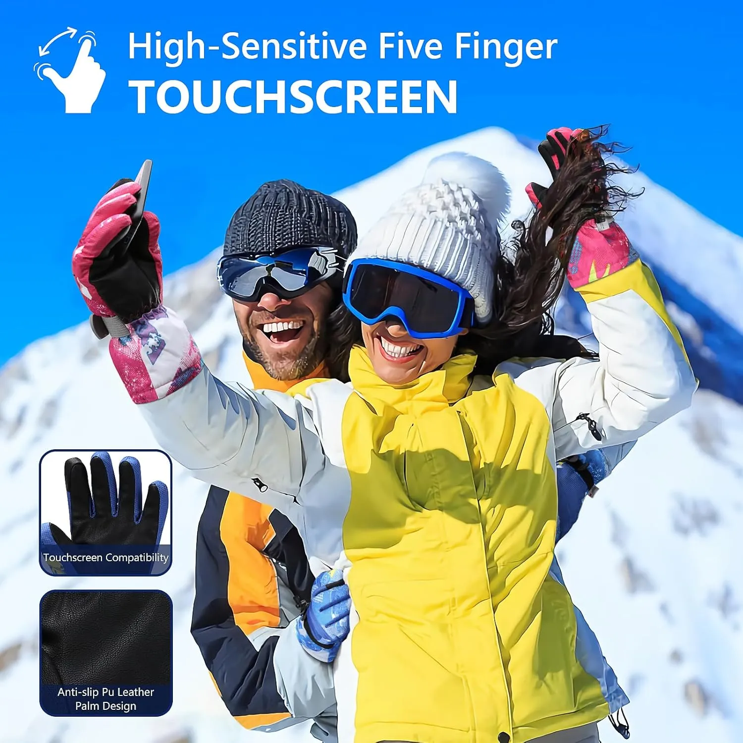 Ski Gloves, Warmest Waterproof and Breathable Snow Gloves for Cold Weather, Fits Both Men & Women,for Parent Child Kids Outdoor