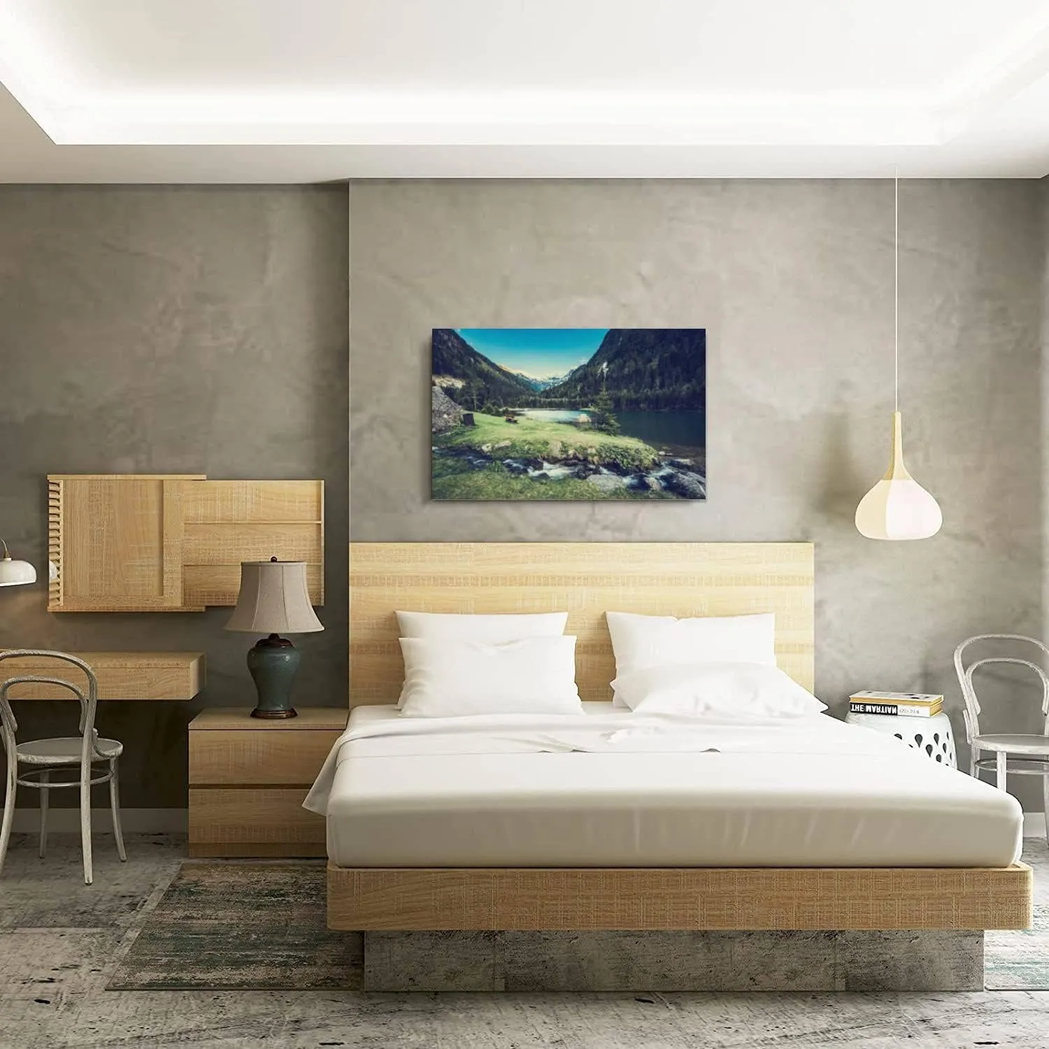 Skipvelo Canvas Wall Art Prints Picturesque Alpine landscape lake Elisabeth See Austria Alps Paintings Poster Artwork Home Decor Ready to Hang for Living Room Bedroom Dining Room 20 x 30 inch