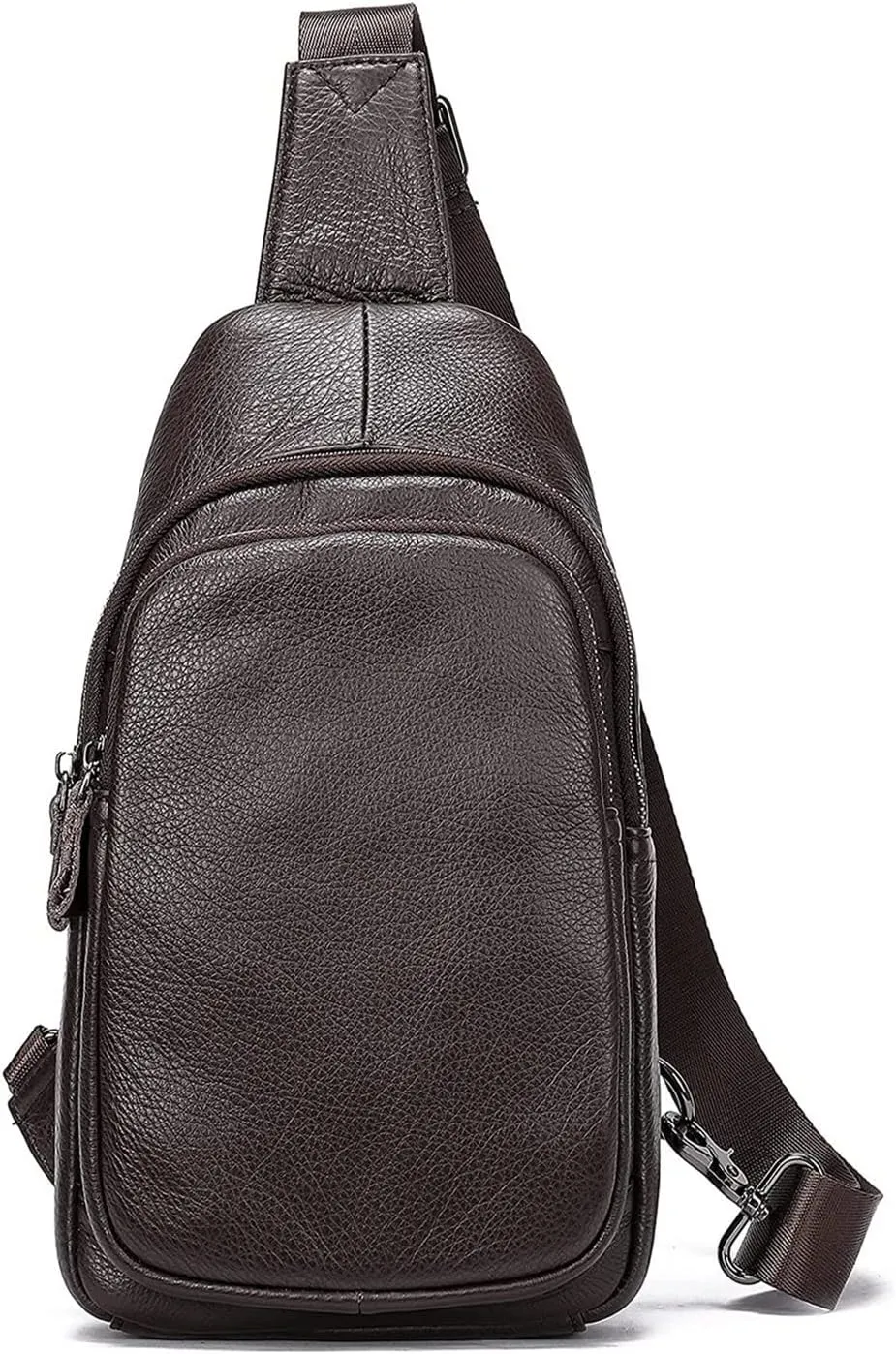 Sling Bag Crossbody Backpack Leather Shoulder Bag Travel Hiking Cycling Sports Casual Daypack(Coffee Color)