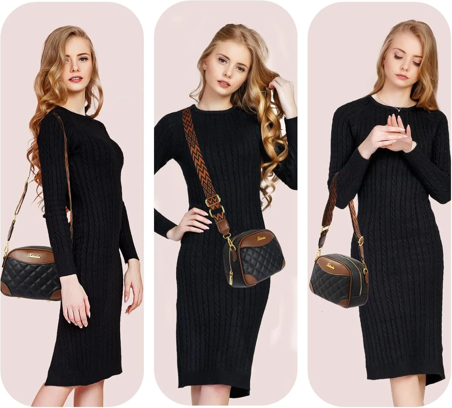 Small ​Crossbody Bags for Women – Leather Purses with Adjustable Strap, Color-Block Cross body Handbags for Gifts