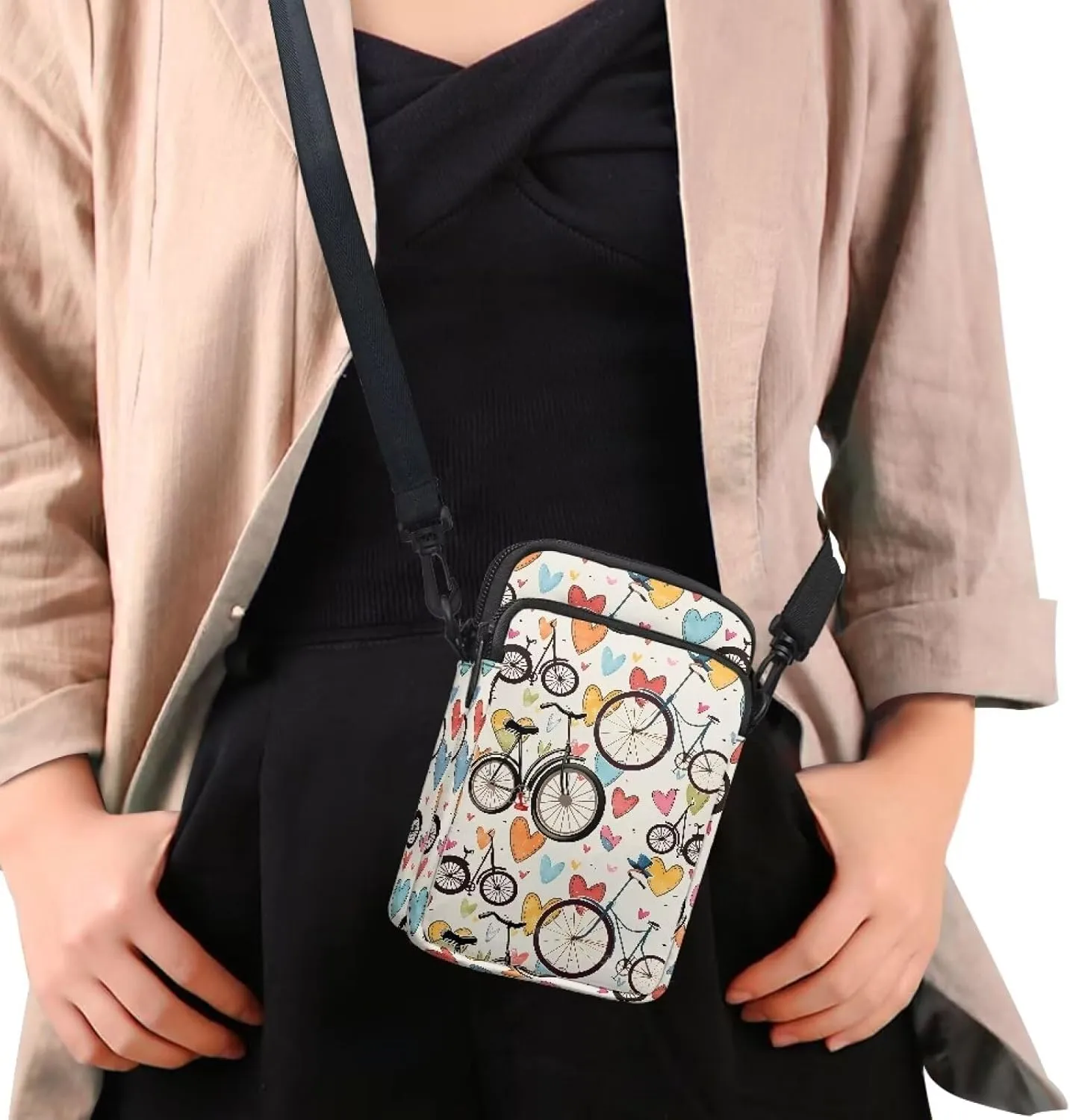 Small Crossbody Purse Butterfly Zipper Cell Phone Bag, Puppy Dog Print Mini Shoulder Purse Bags with Shoulder Strap