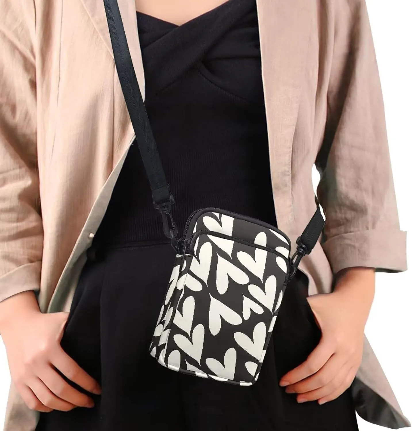 Small Crossbody Purse Zipper Cell Phone Bag, Abstract Color Art Mini Shoulder Purse Bags with Shoulder Strap