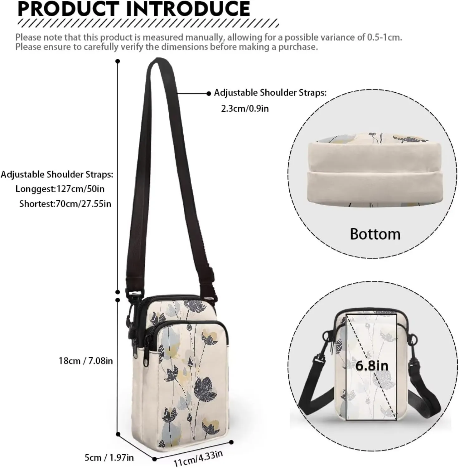 Small Crossbody Purse Zipper Cell Phone Bag, Abstract Color Art Mini Shoulder Purse Bags with Shoulder Strap