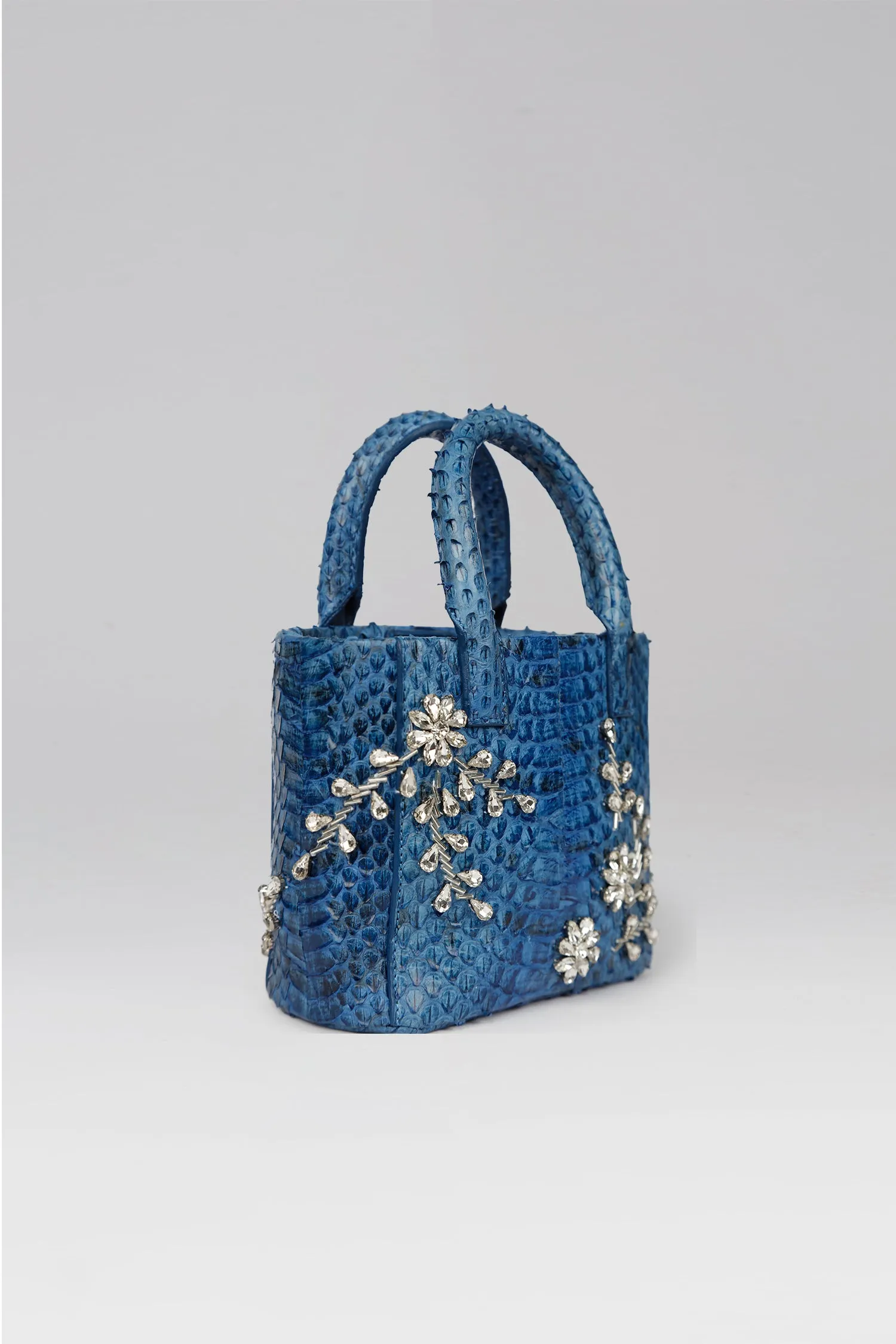 Small Diamond Flower Power Snakeskin Pop Tote