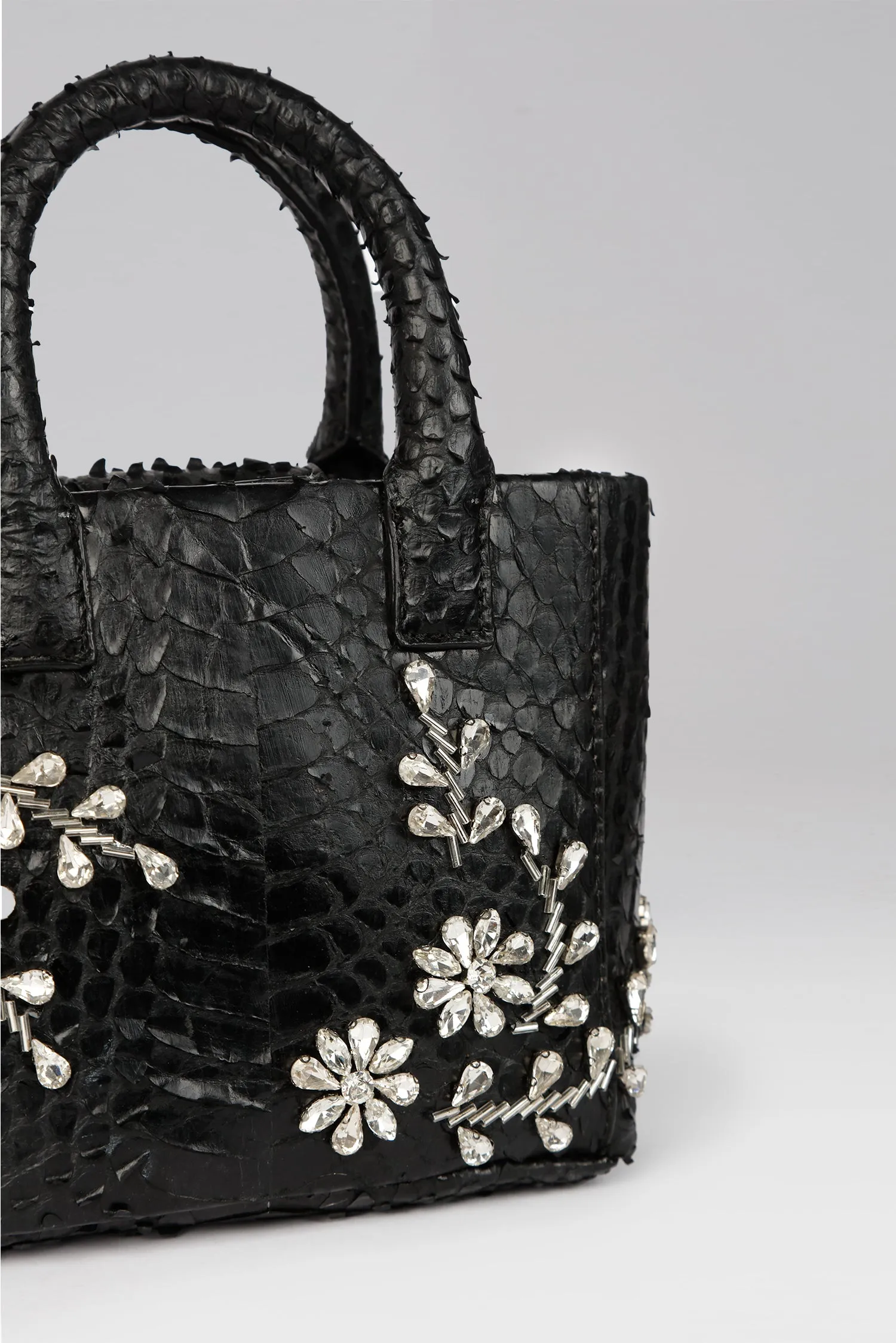 Small Diamond Flower Power Snakeskin Pop Tote