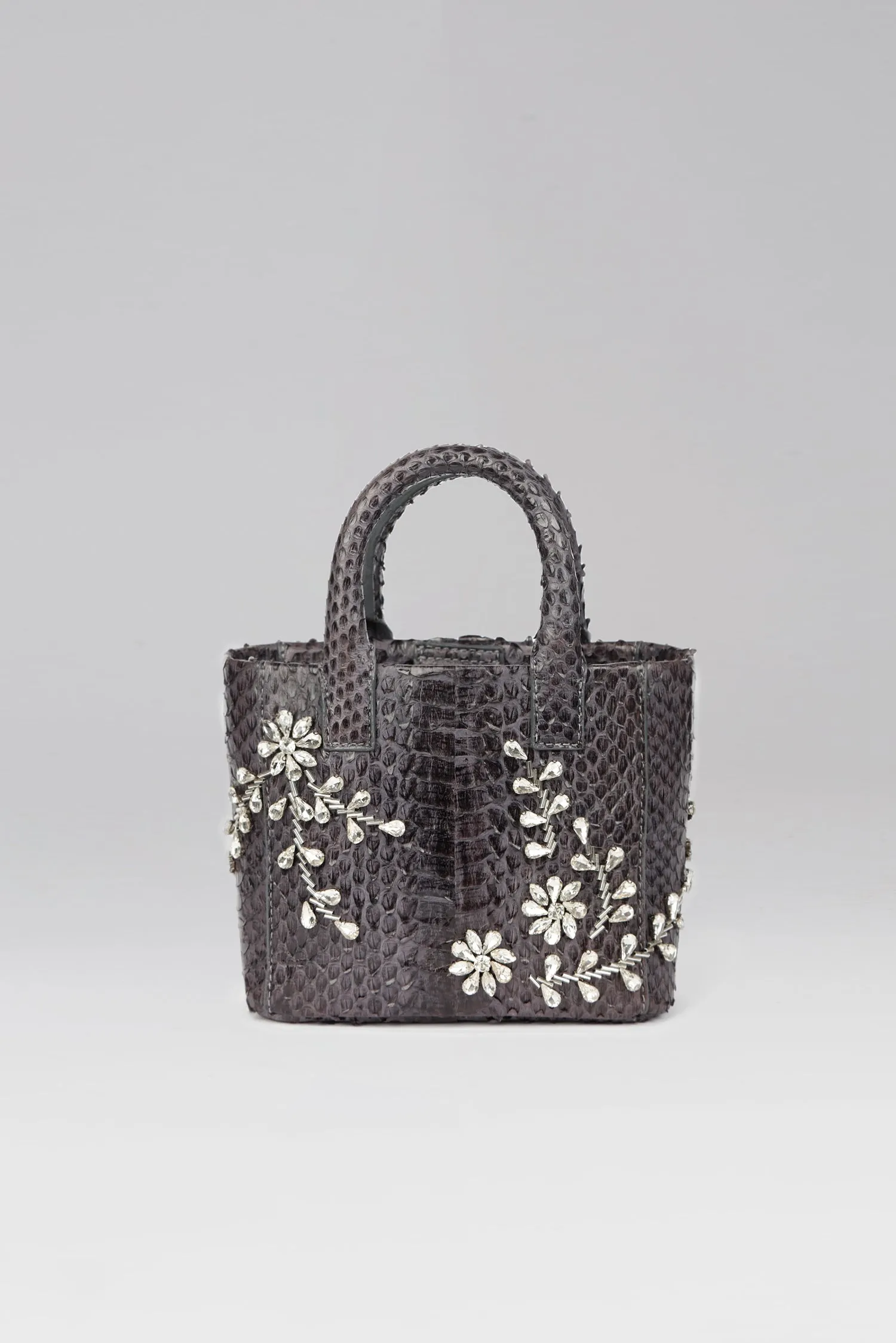 Small Diamond Flower Power Snakeskin Pop Tote