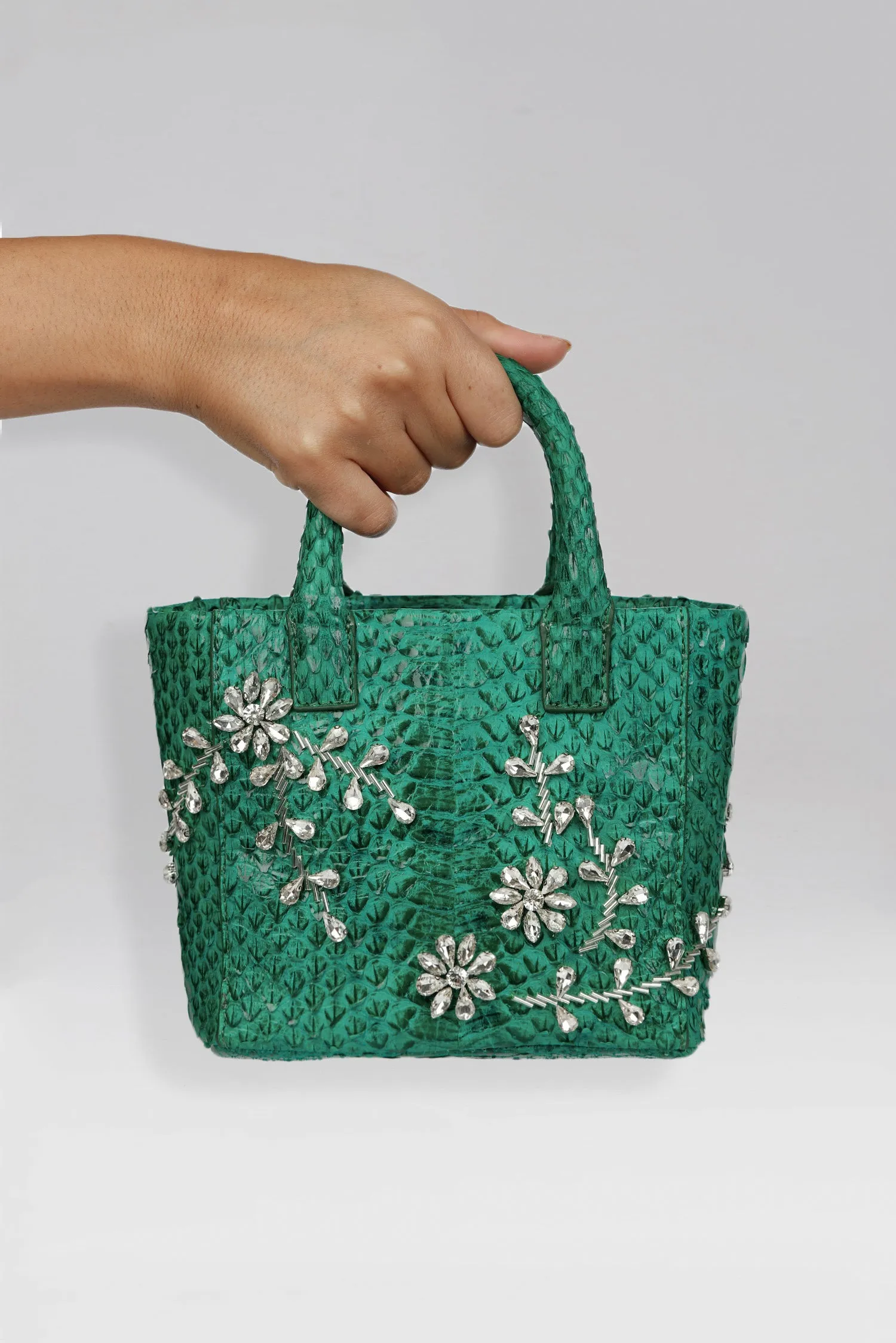 Small Diamond Flower Power Snakeskin Pop Tote