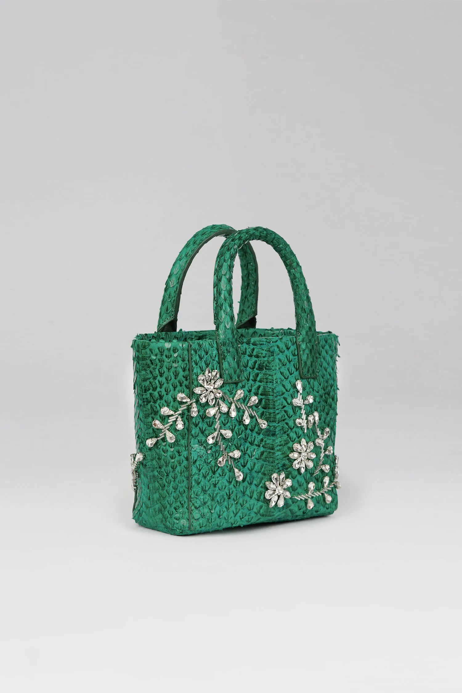 Small Diamond Flower Power Snakeskin Pop Tote