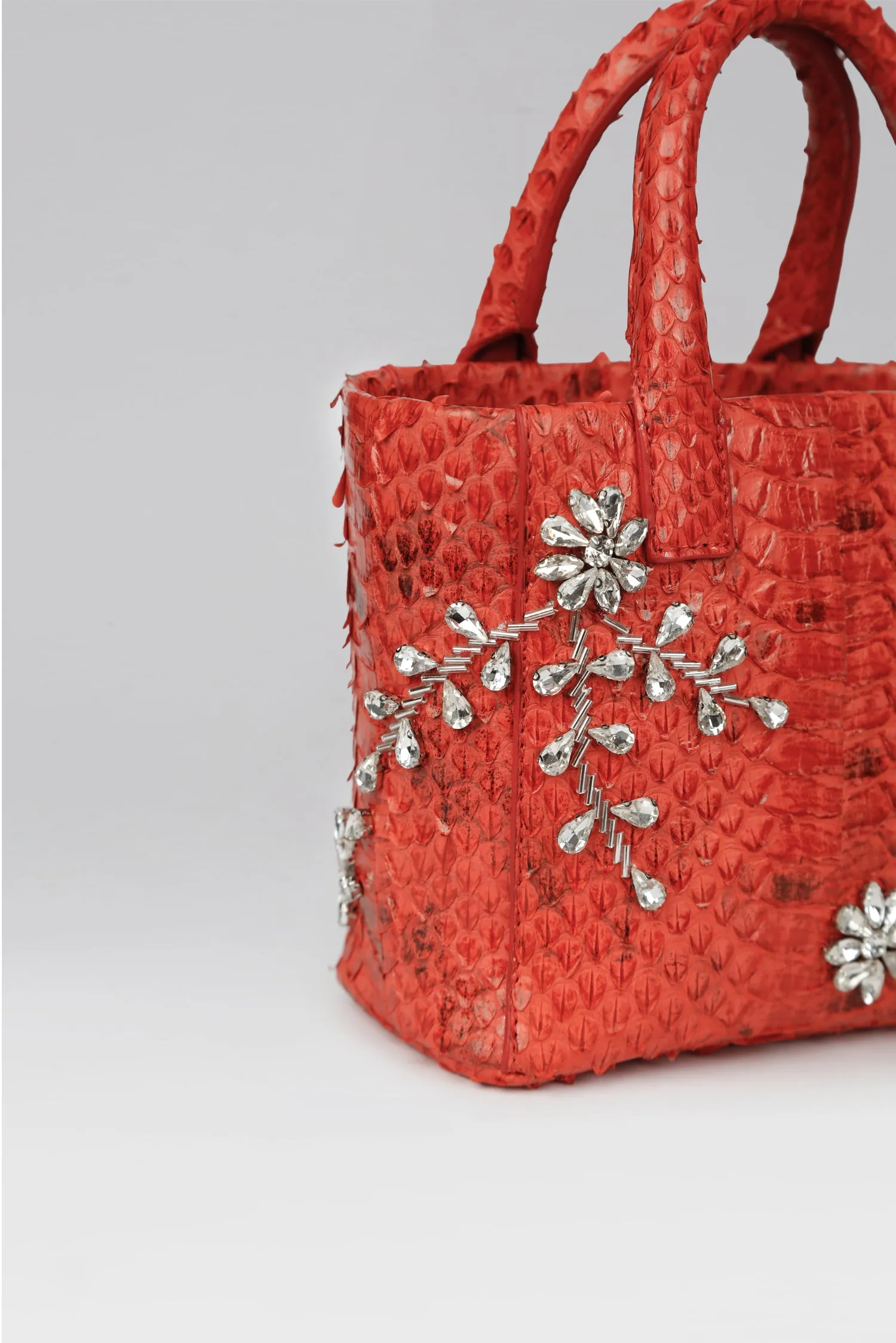 Small Diamond Flower Power Snakeskin Pop Tote