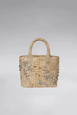Small Diamond Flower Power Snakeskin Pop Tote