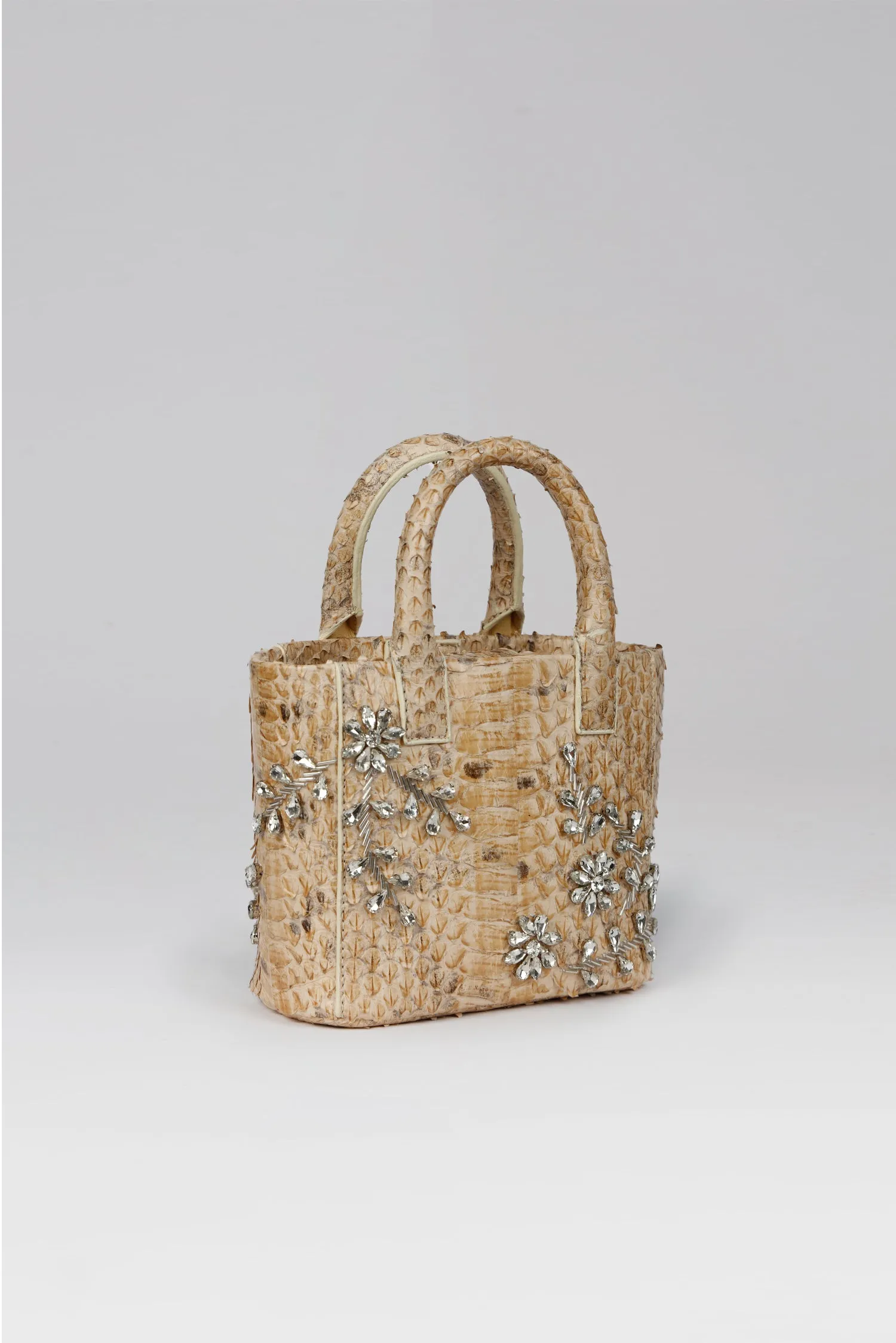 Small Diamond Flower Power Snakeskin Pop Tote