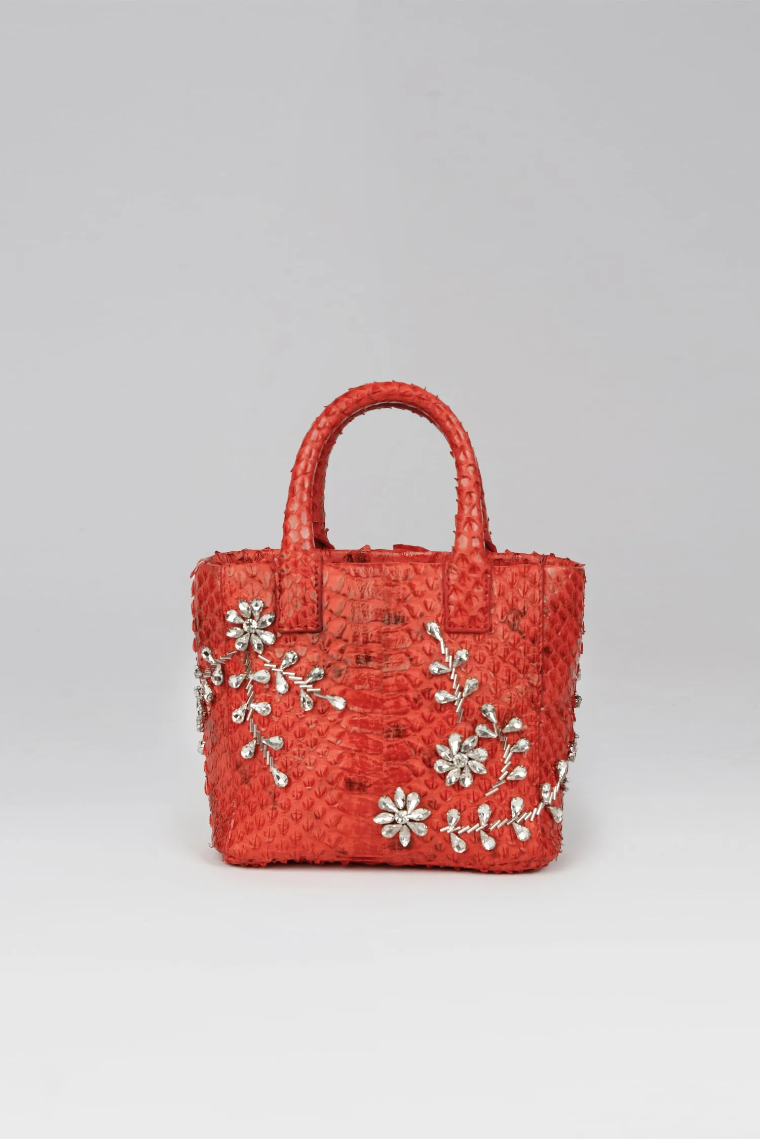 Small Diamond Flower Power Snakeskin Pop Tote
