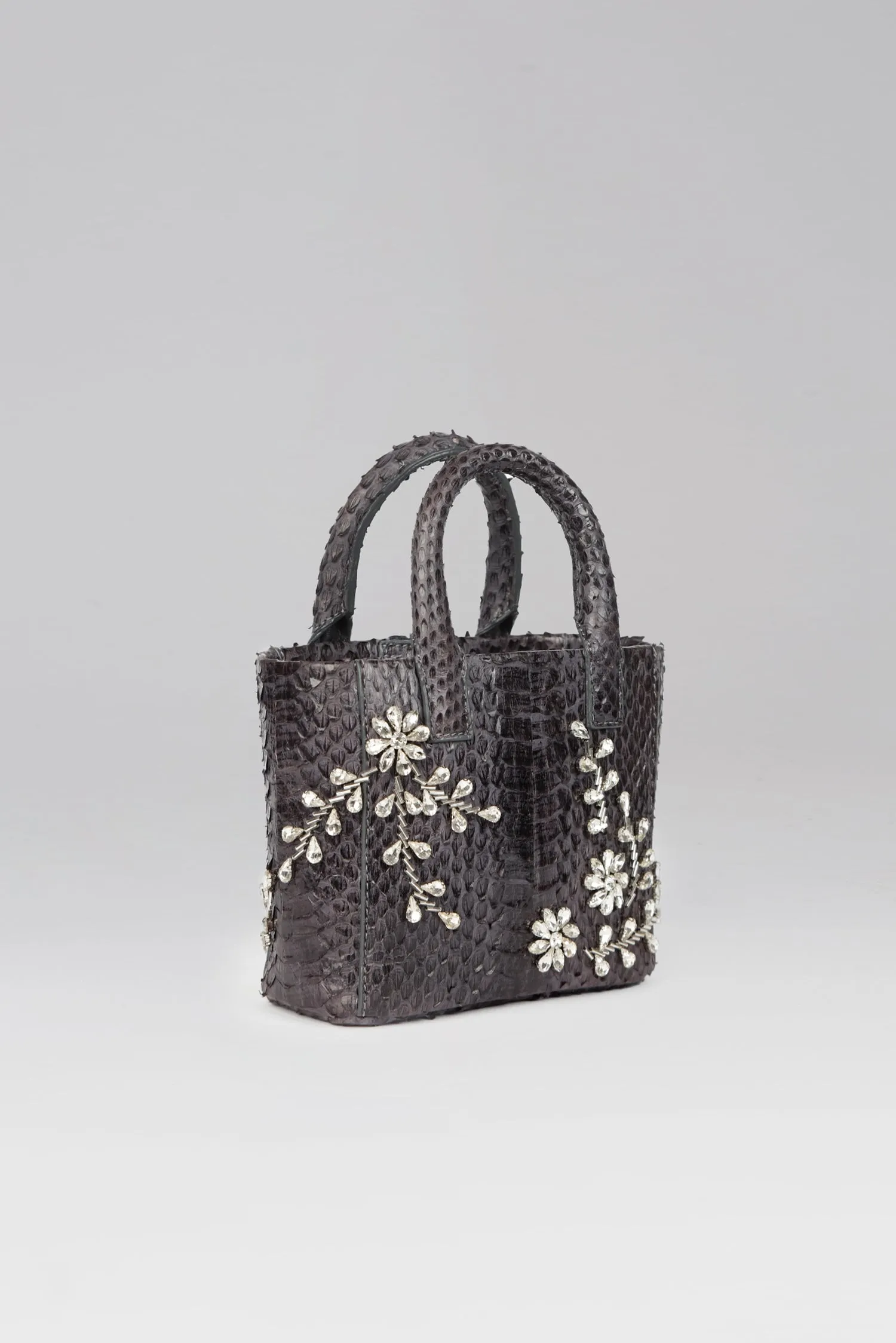 Small Diamond Flower Power Snakeskin Pop Tote